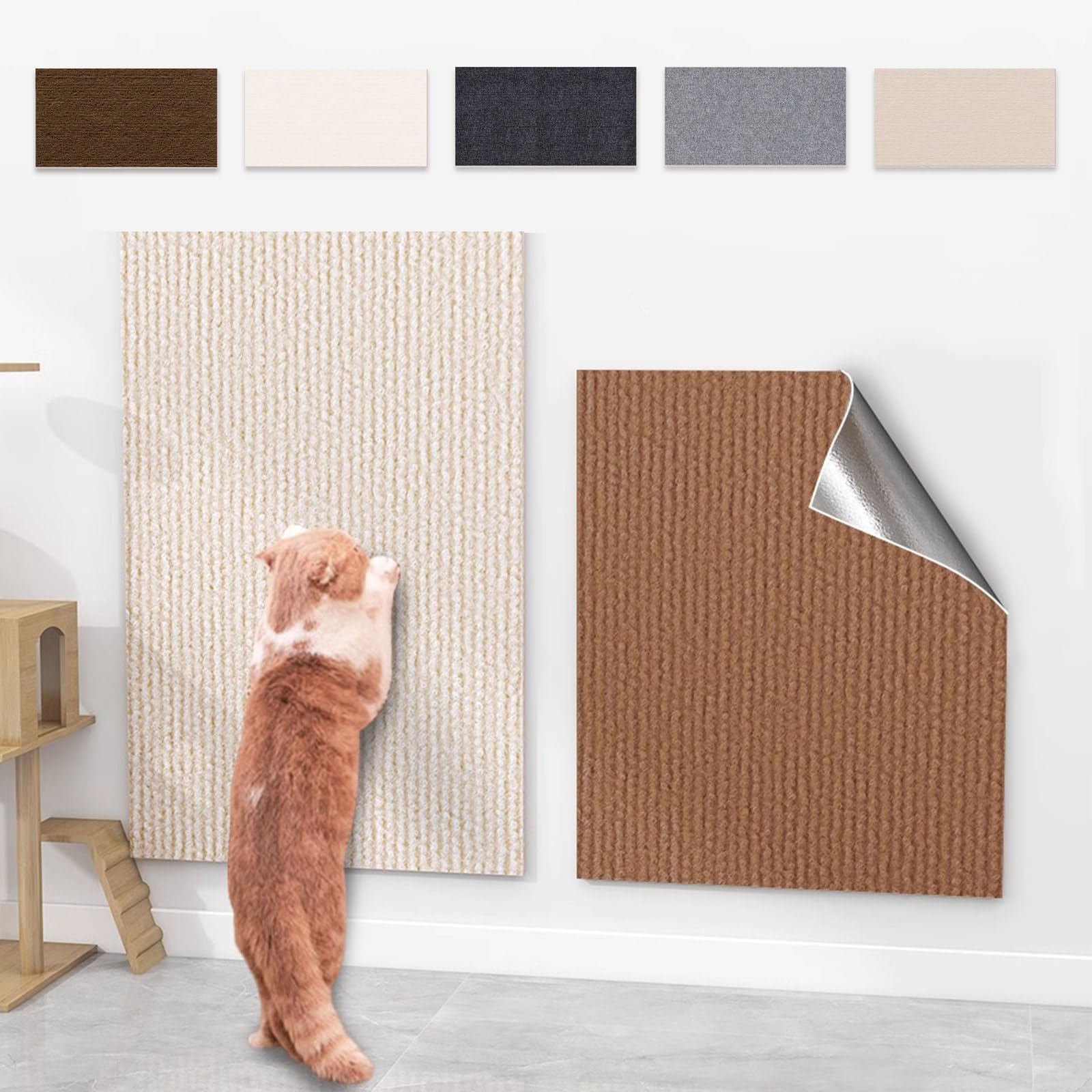 Adhesive Cat Scratcher Mat, Cat Scratching Post Diy Climbing Carpet, Trimmable Cat Scratch Furniture Protector Pad For Wall Couc