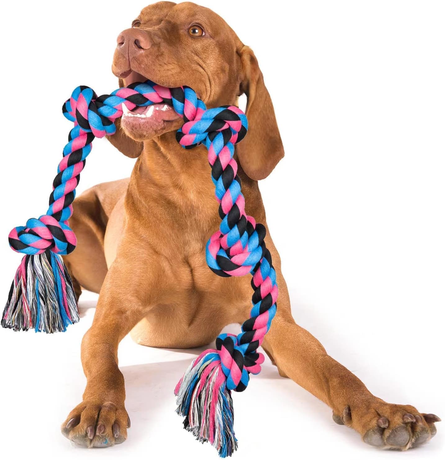Bohobark Durable 5 Knot Rope Chew Toy For Large & Medium Dogs, Durable Tug Of War Dog For Aggressive Chewers (Pack Of 1)