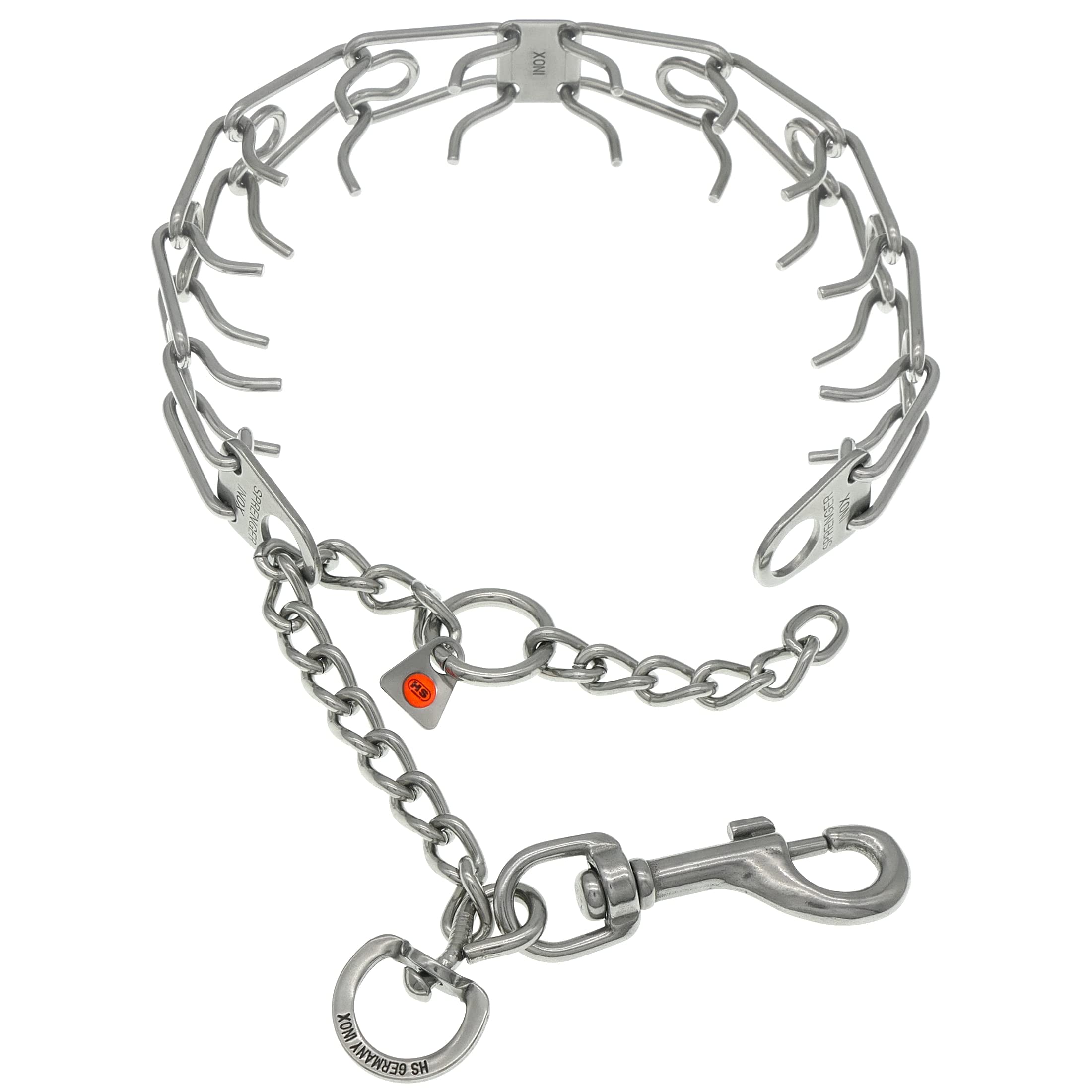 Herm Sprenger Stainless Steel Ultra-Plus Prong Dog Training Collar With Quick Release Snap Hook And Swivel D-Ring For Medium Lar