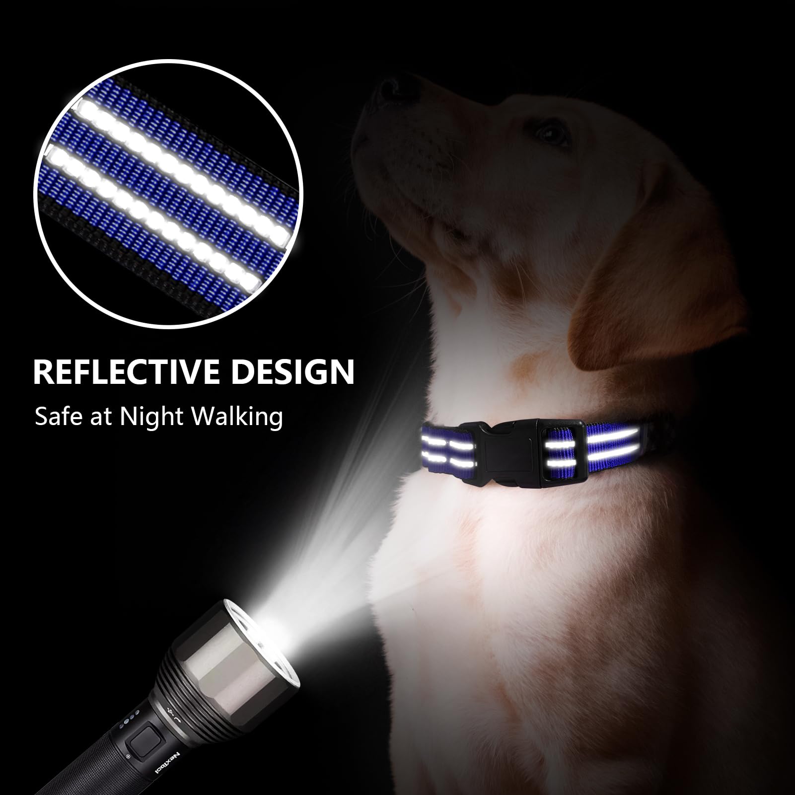 Joyeeiioo Martingale Dog Collar, Adjustable Nylon Reflective Collar With Quick Release Buckle (Royal Blue, Small)