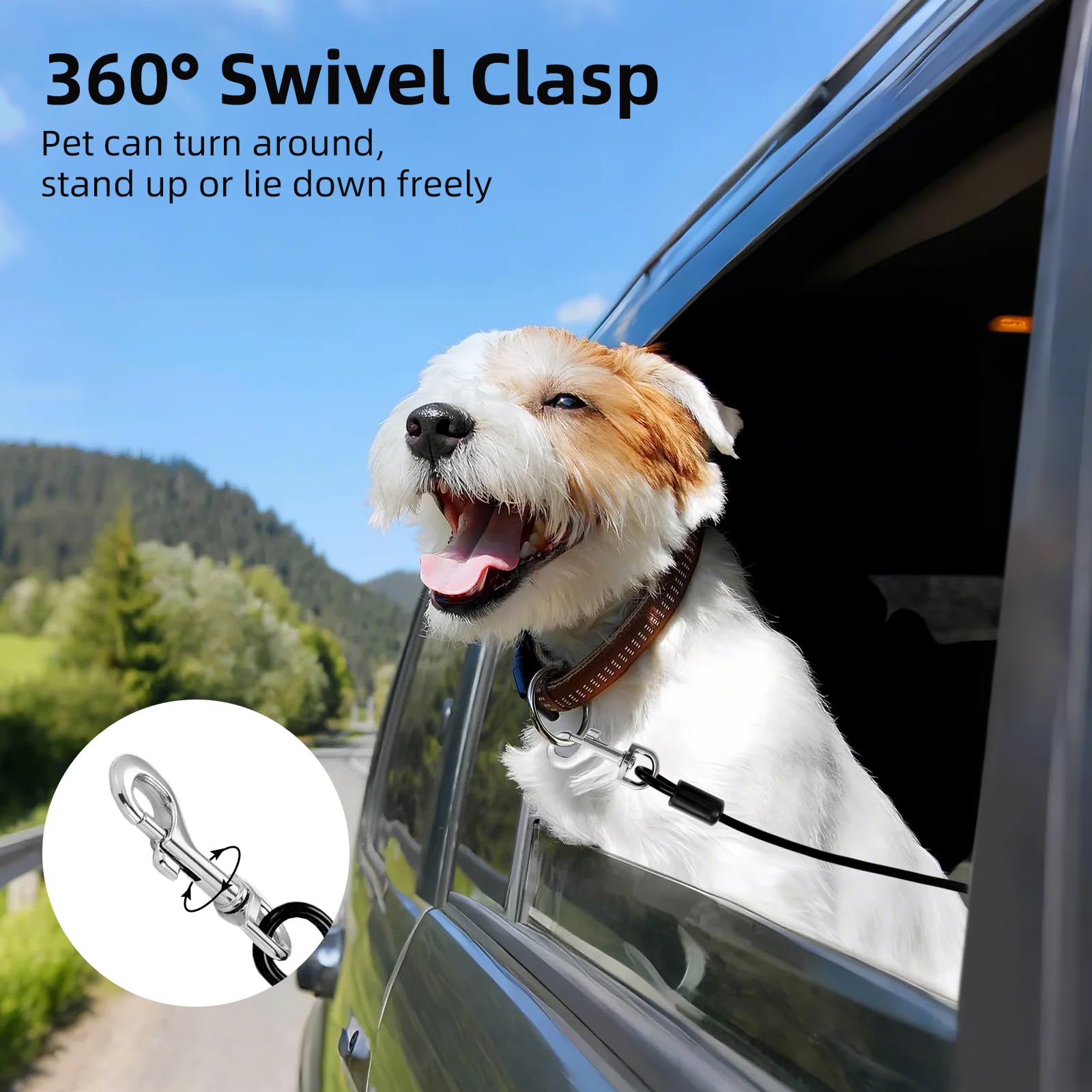 VavoPaw Dog Seat Belt for Car, 32 Chew-Proof Coated Wire Dog Car Leash Seat Belt, Dog Leash with Buckles and Latch, Safety Harne