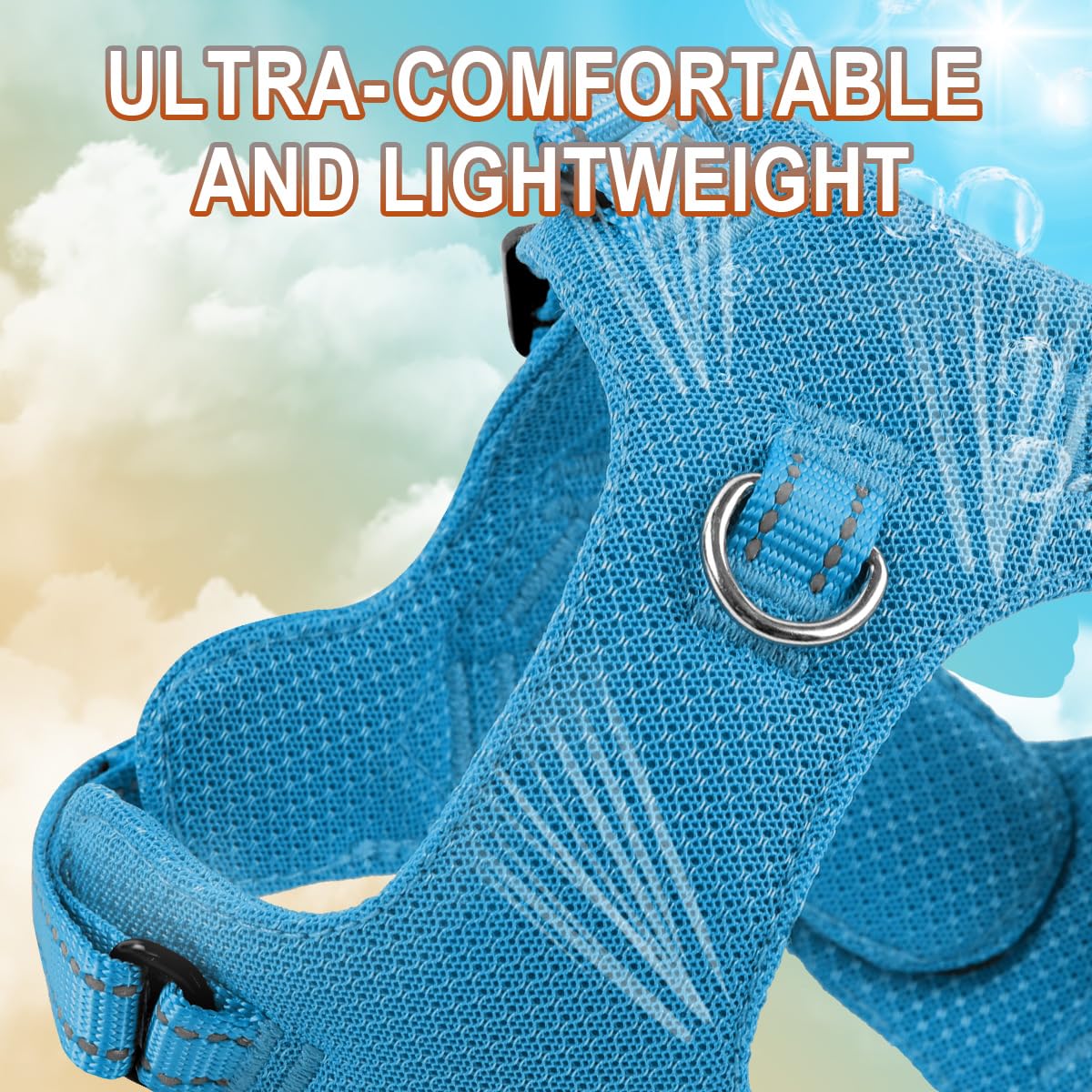 Barkbay Dog Harness, Reflective Adjustable Puppy No Pull Harness, Breathable Soft, Blue, Xxs
