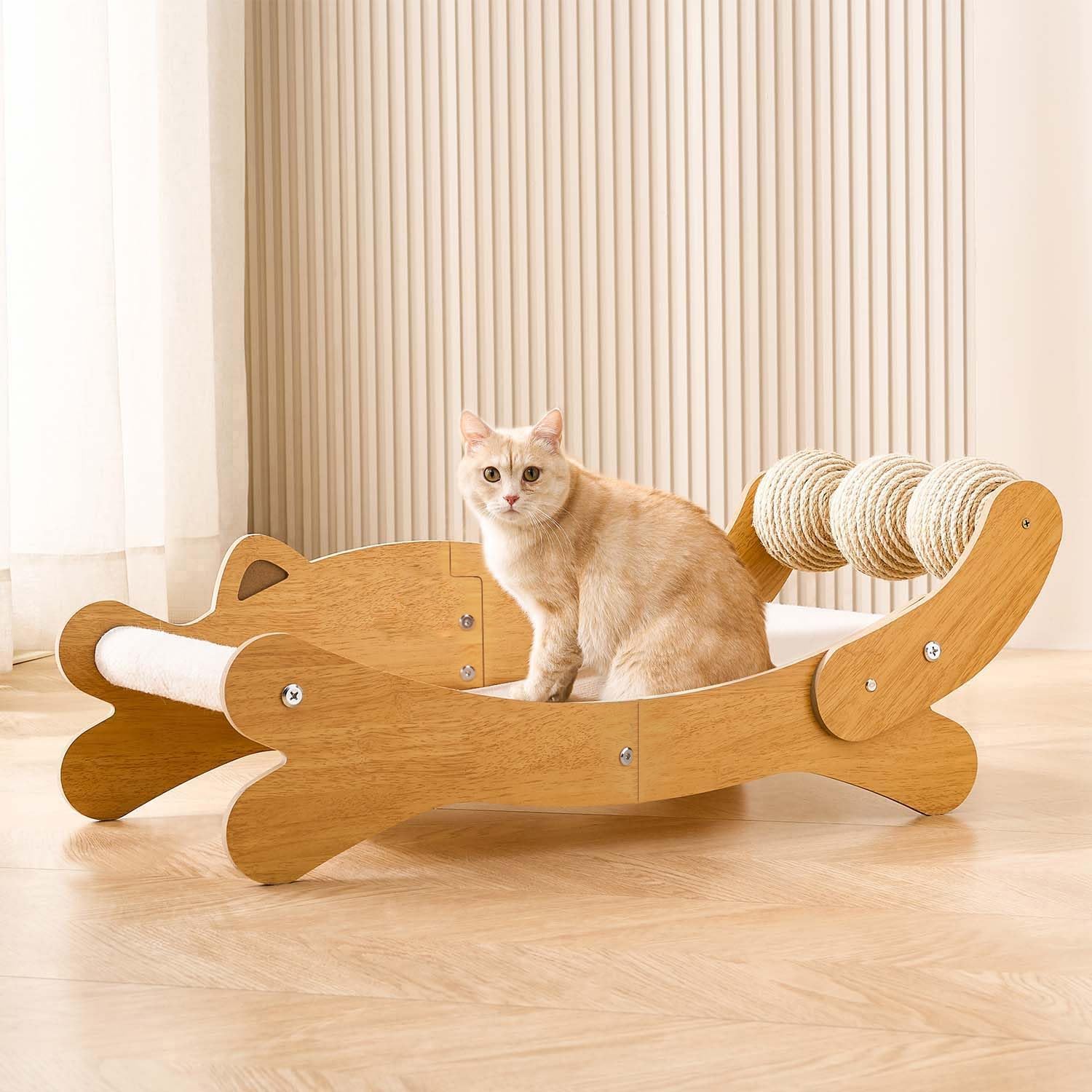 Cat Scratch Pad with Replacement Scratching Felt, Large Cat Scratcher Bed Hammock Lounge for Scratching Pad, Protects Furniture,