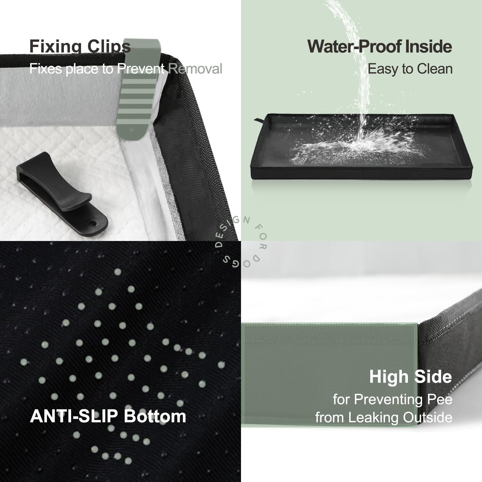 Hq4Us 4Legs Small Portable Dog Pee Pads Holder For Travel, Puppy Pad Holder Foldable Liner Base 23''X15'' Training Pad Holder With Fixing Clips, Dog Litter Box Waterproof, Easy Clean,Indoor Dog Potty