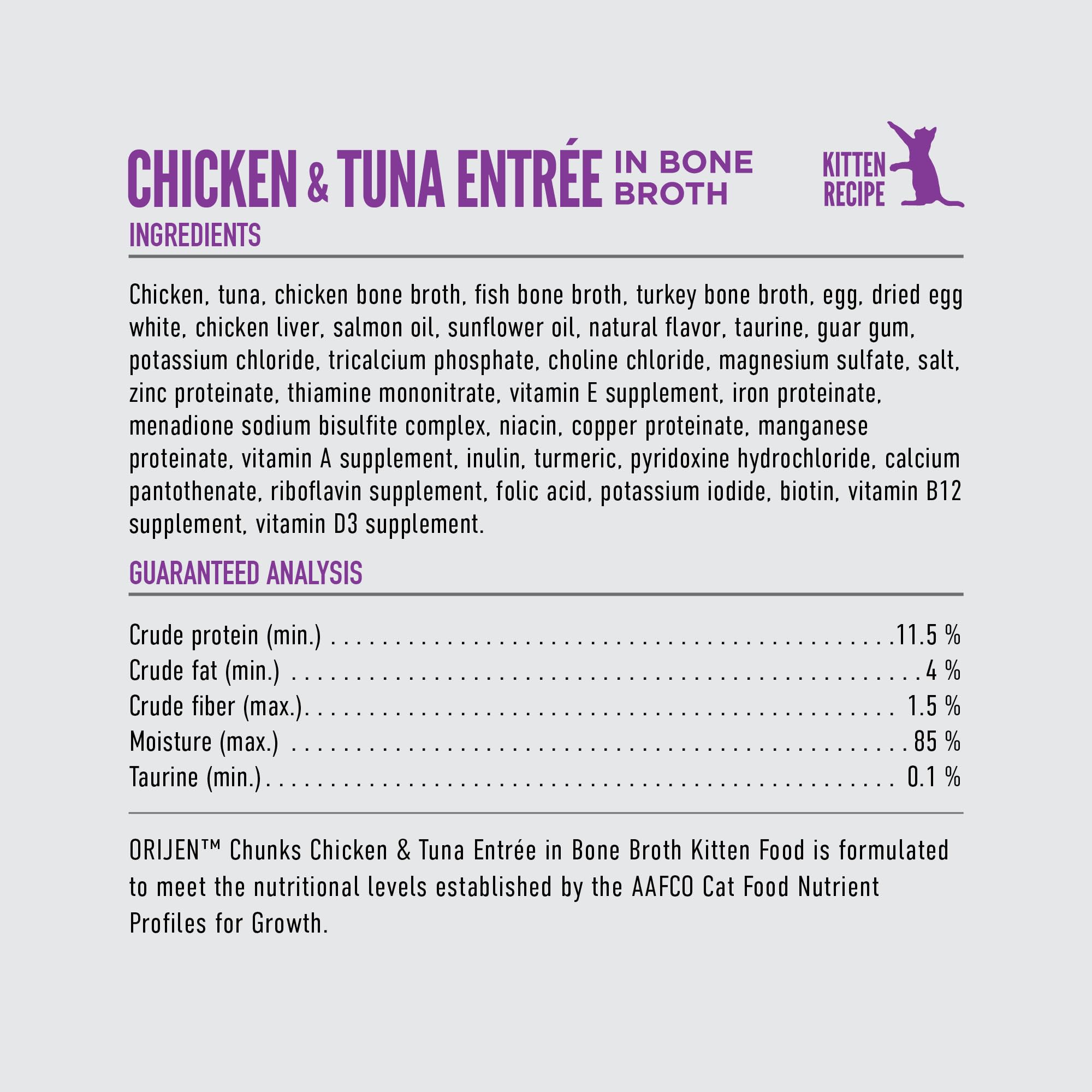ORIJEN Chunks & Shreds Wet Cat FoodChicken and Tuna Kitten Entr  e 5.5oz Cans (6 Count)