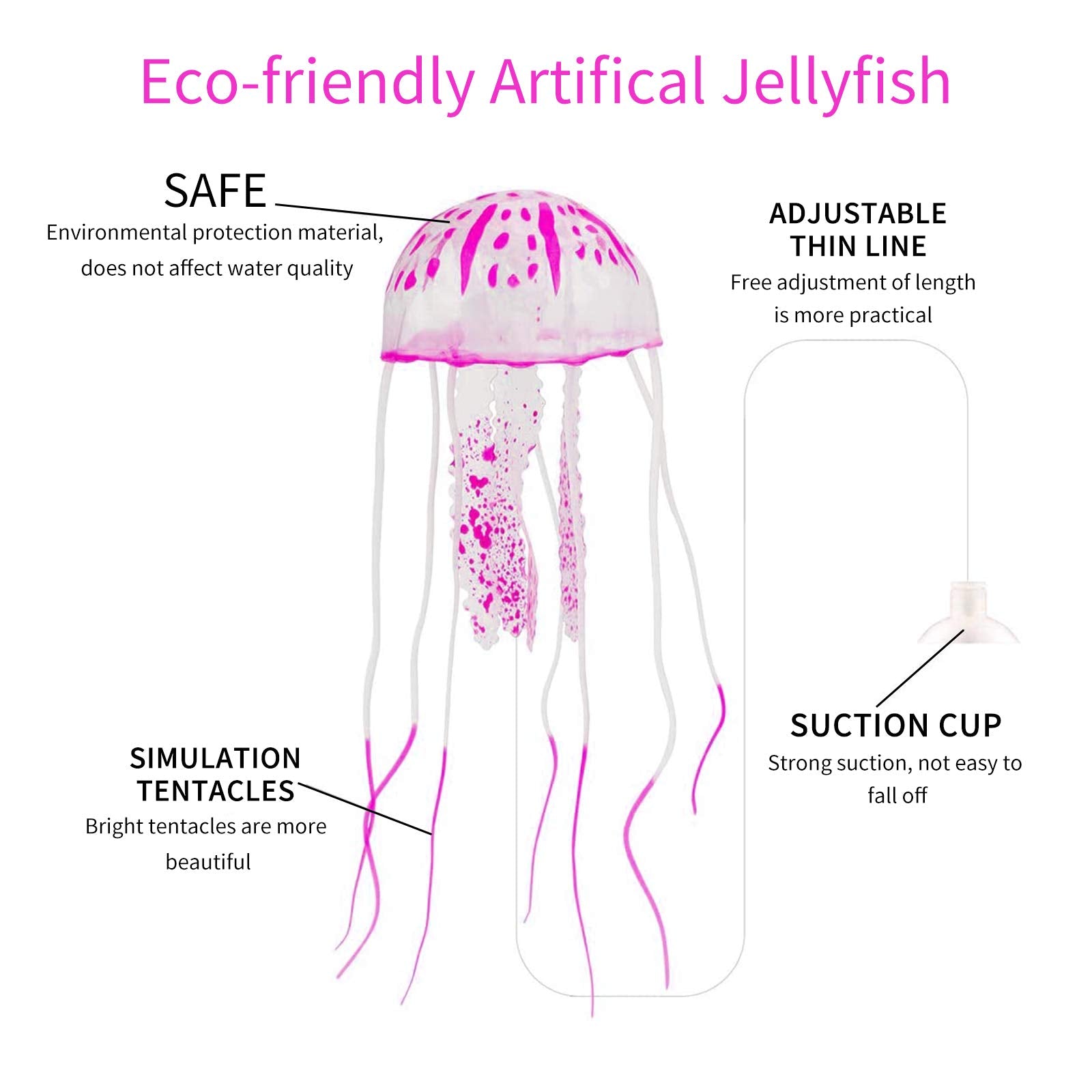 Wishlotus 2 Pcs Jellyfish Fish Tank Decorations, Simulation Jellyfish Plant Ornament, Fish Tank Jellyfish Glow Decorations, Fish
