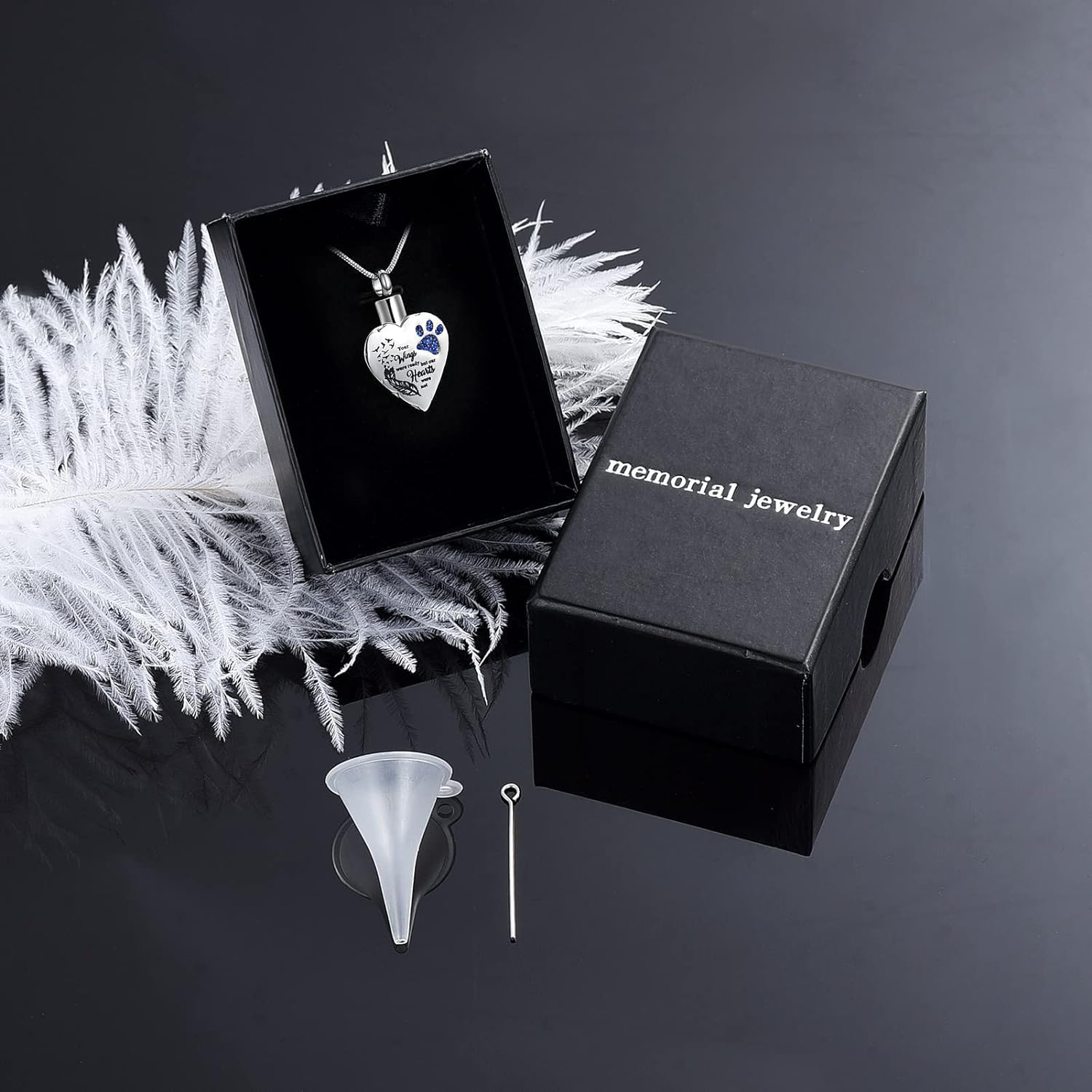 Memorial Jewelry Your Wings Were Ready, But My Heart Was Not Stainless Steel Carved Locket Cremation Urn Necklace For Pet Dog Cats (Your Wings-Blue)