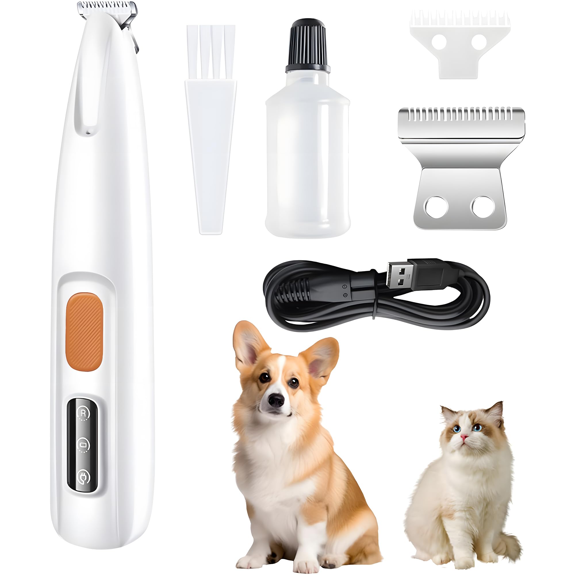 Liturtoo Dog Paw Trimmer With Led Light, 18Mm-Blade Electric Dog Clippers For Groomming, Led Display Rechargeable Hair Shaver Fo