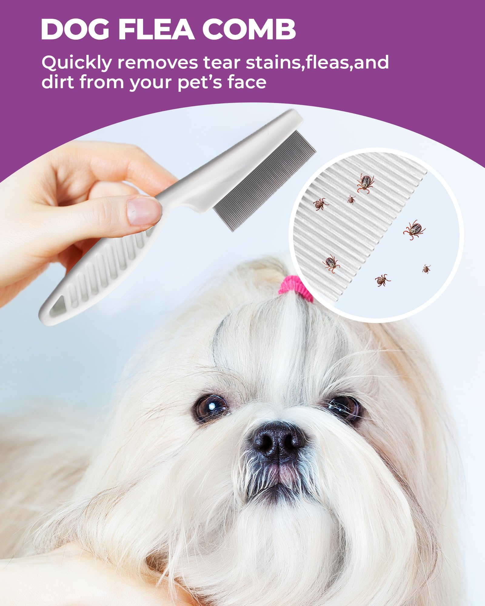 Kueiox Dog Brush For Shedding Grooming,6 Pack Long-Pin Brush Set For Long Haired Dog Cat Goldendoodles Poodles Doodles Purple