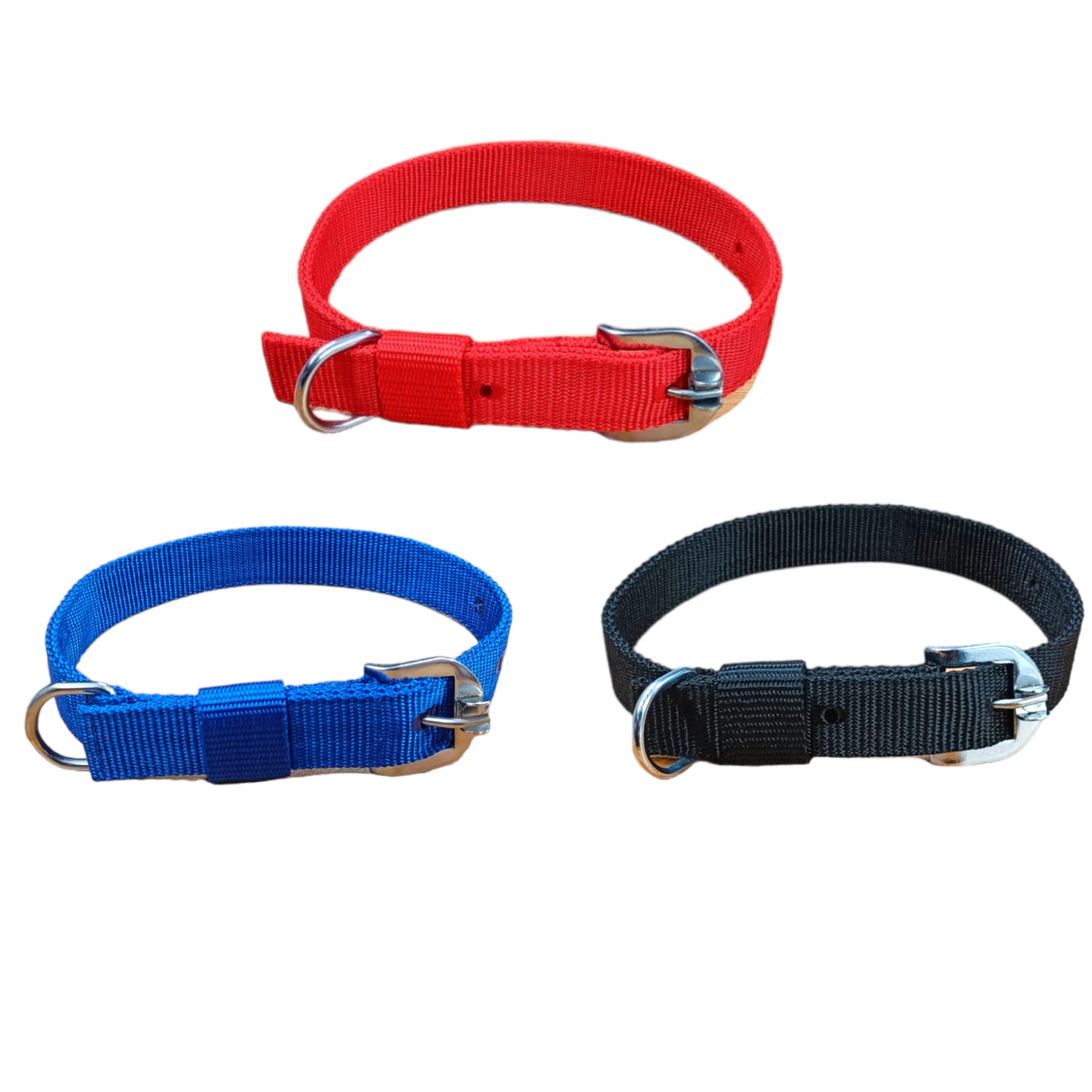 Hurry Pets Dogs Neck Adjustable Soft Comfortable Nylon Basic 3Pcs Collars For Training, Walking Beagle, Street Dog, Bull Dog(Med