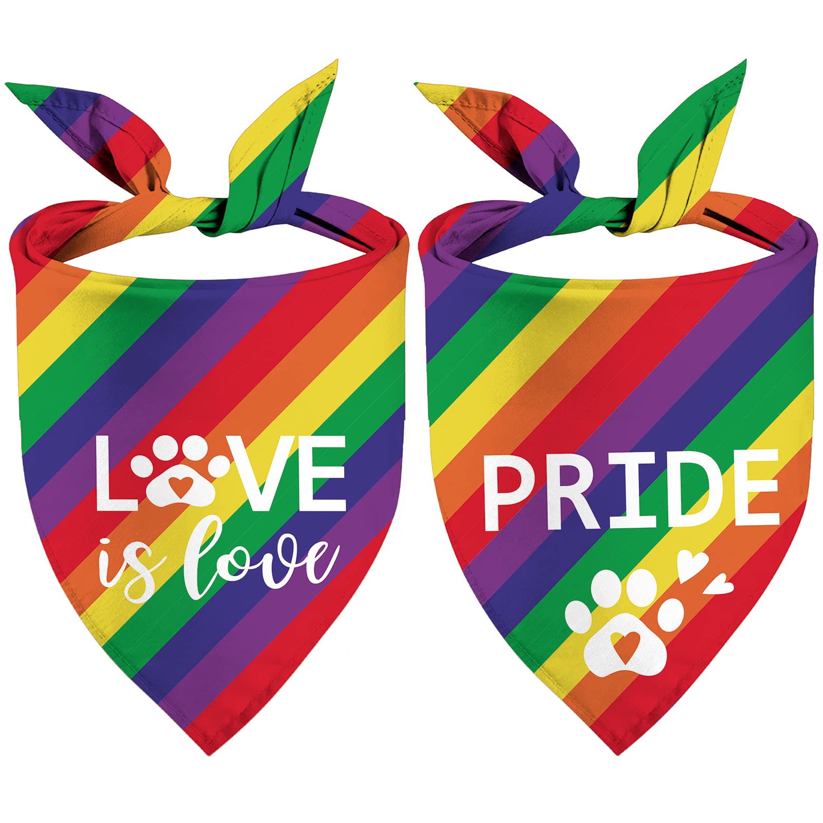 Pride Dog Bandanas Puppy Scarf - Lgbt Rainbow Dog Outfits - 2 Pcs Adjustable Triangle Double-Layer Reversible Pet Bandanas For S