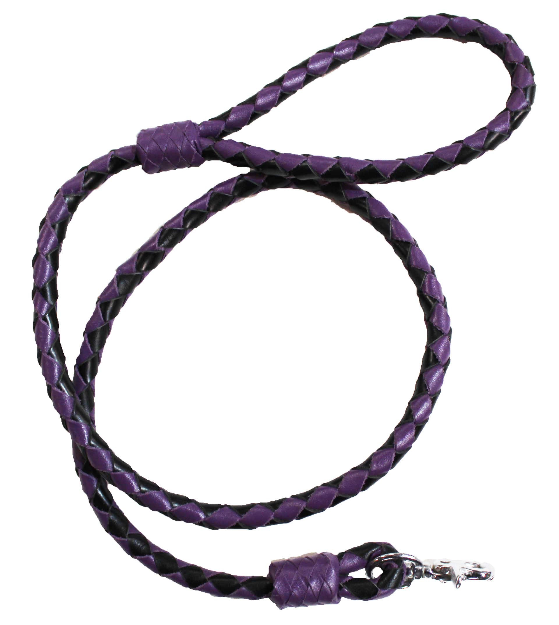 Challenger 6' Braided Leather Dog Collar Leash W/Swivel Snap Purple 60007Pr