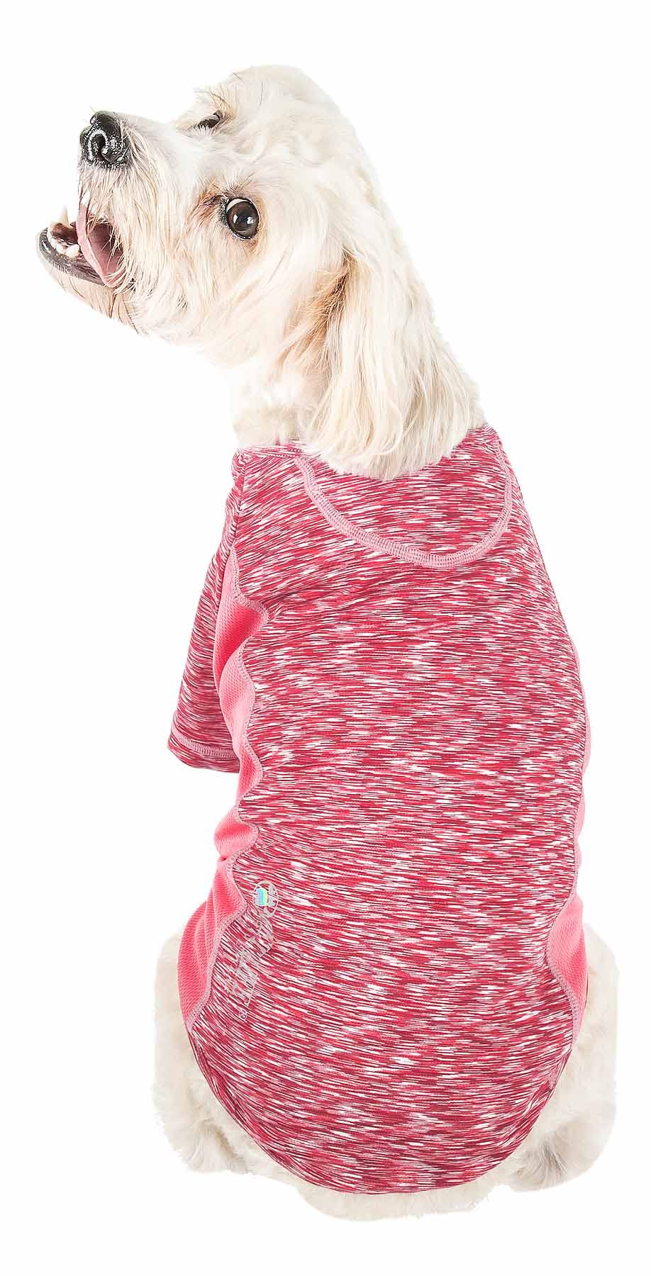 Pet Life ® Active 'Warf Speed' Heathred Dog Fitness and Yoga Pet T-Shirt Dog Clothes - Performance Dog T-Shirt with 4-Way-Stretch, Reflective and Quick-Dry Technology - Summer Dog Shirts Medium