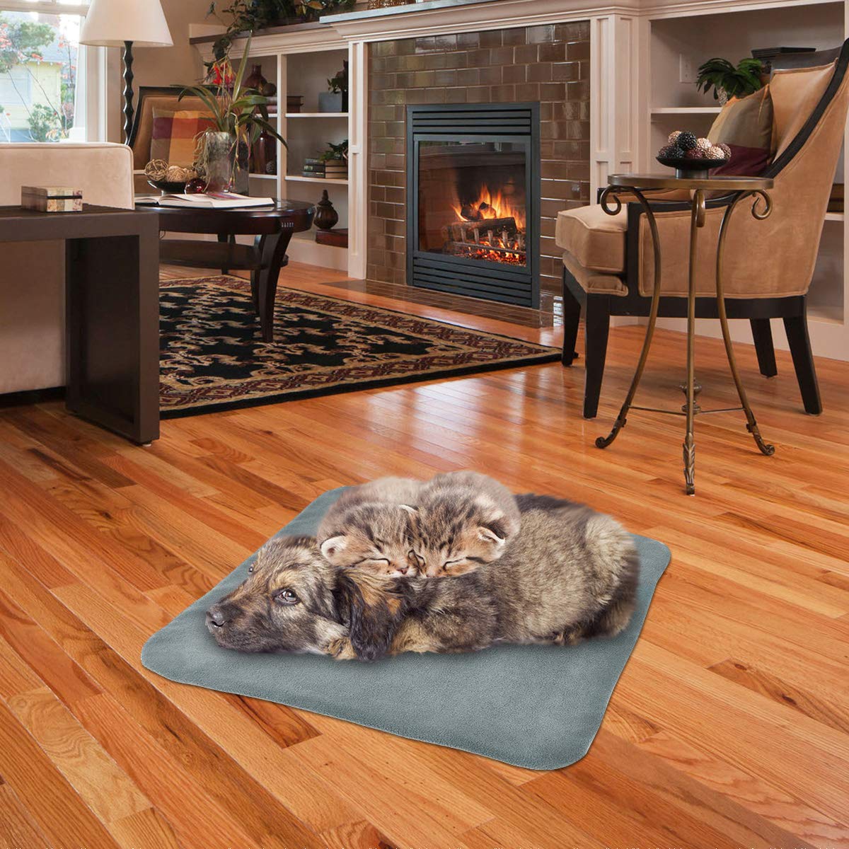 RIOGOO Pet Heating Pad - Waterproof Electric Dog Cat Heater, M: 18"x18", Grey, Model BHS-1020, Auto Power Off