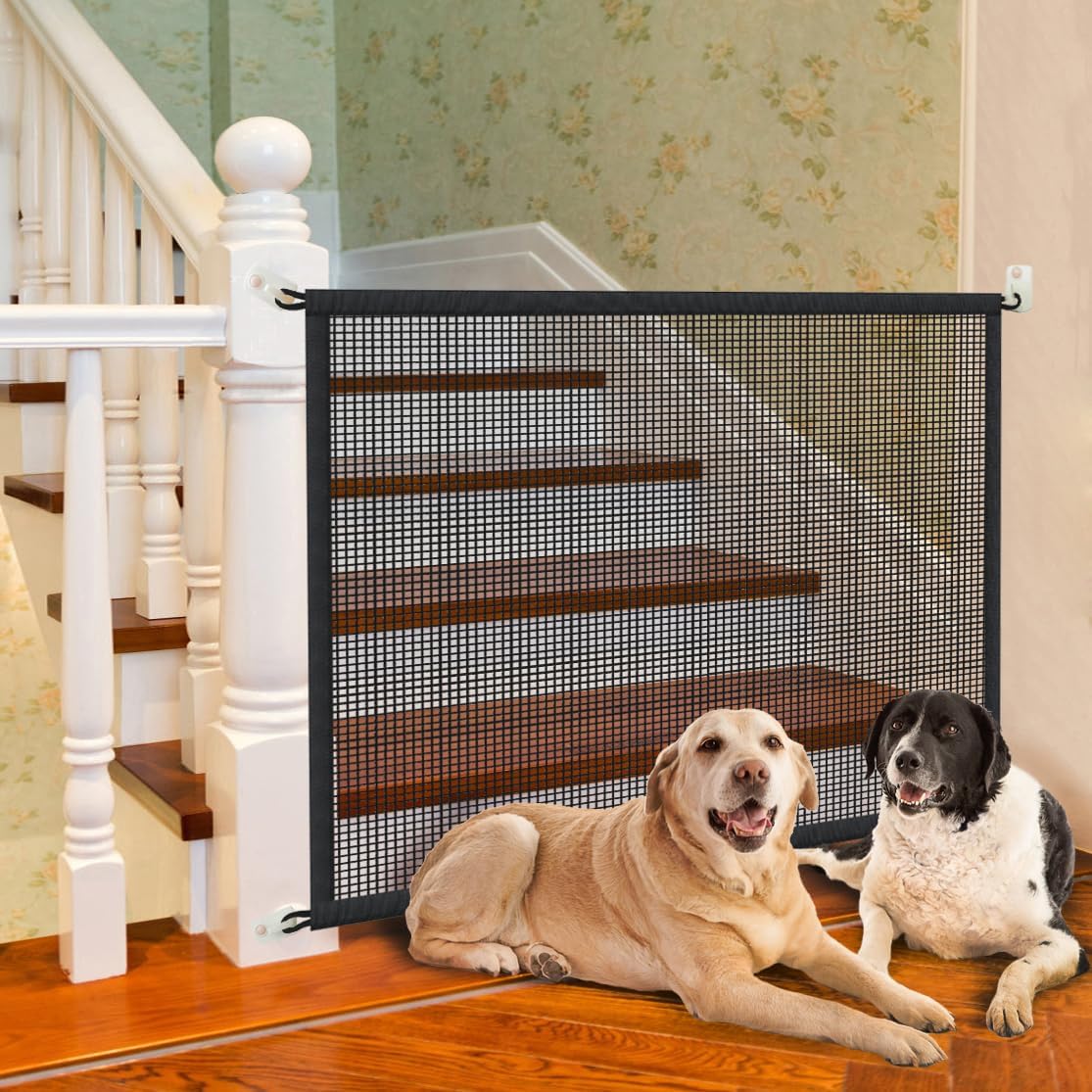 2-Pack Dog Gate For Stairs Pet Gates For The House: Dogs Screen Mesh Gate For Doorways Stairways Indoor Safety 29 Inches Tall, 41 Inch Wide