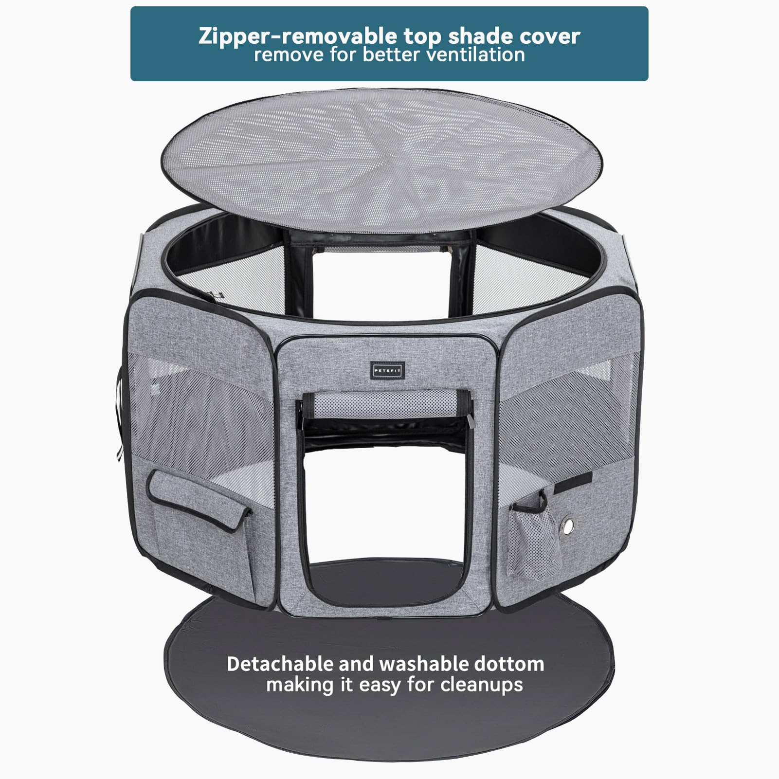 Petsfit Portable Dog Playpen For For Large Dogs/Cat/Rabbit/Chick, With Water Bottle Holder And Carrying Case, For Travel/Indoor/