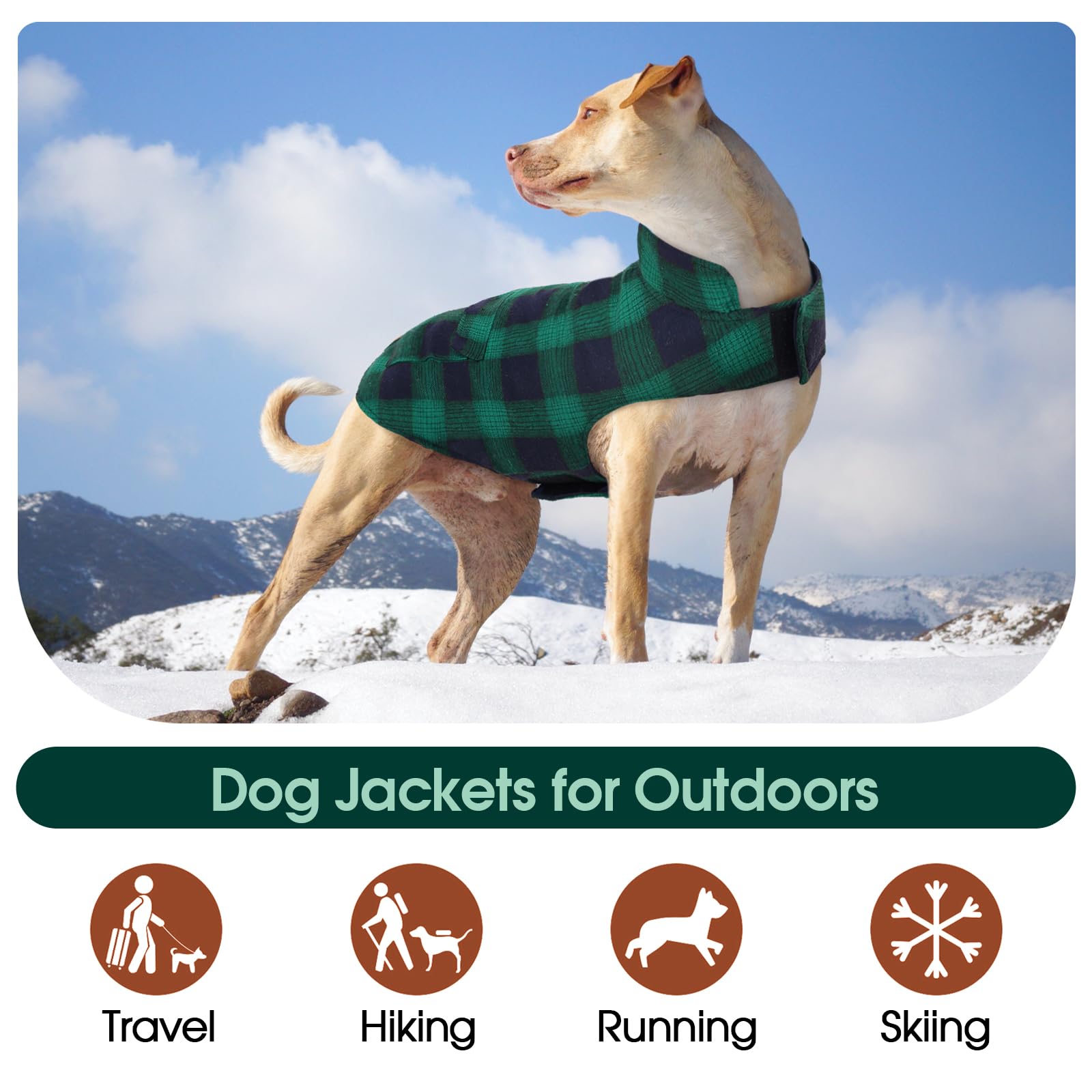 Kuoser Reversible Winter Coat, British Style Jacket For Small Medium Large Dogs, Windproof Warm Puppy Cold Weather Clothes Vest