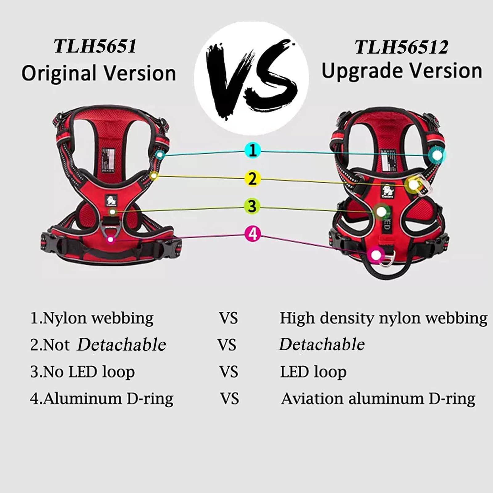 True Love Dog Harness No Pull Nylon Reflective Pet Harness Adjustable Comfortable Control Step-In Brilliant Colors Truelove Tlh56512 Fuchsia