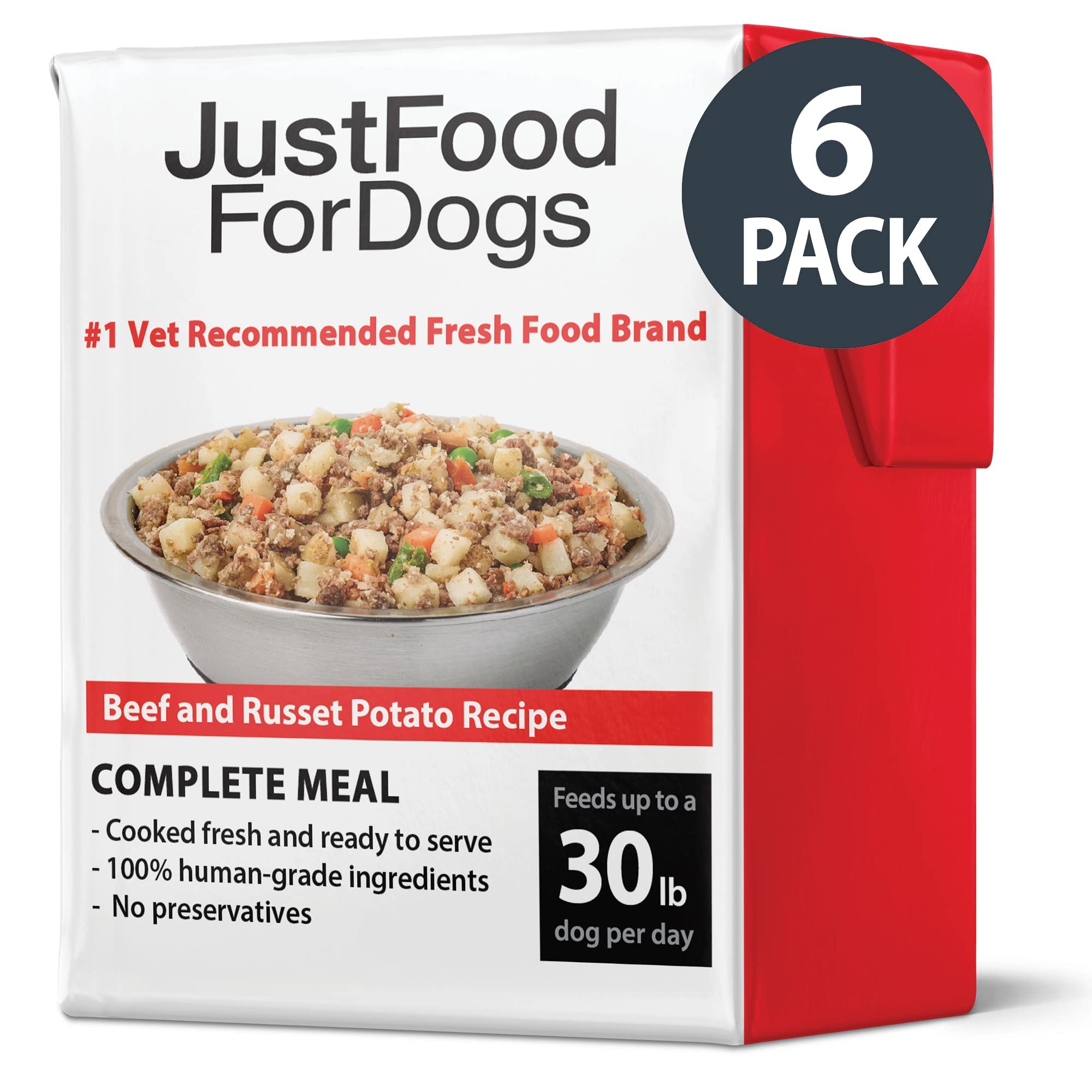JustFoodForDogs Pantry Fresh Wet Dog Food, Complete Meal or Dog Food Topper, Beef & Russet Potato Human Grade Dog Food Recipe -