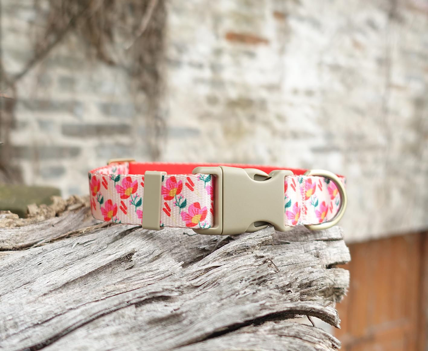 Yudote Designer Dog Collar In Floral Pattern Cute Dog Collars For Small Medium Large Dogs And Puppy (Pink Rose,L)