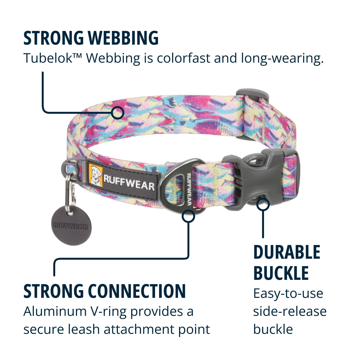 Ruffwear, Front Range Dog Collar, Durable And Comfortable Collar For Everyday Use, Spring Fade, 14''-20''