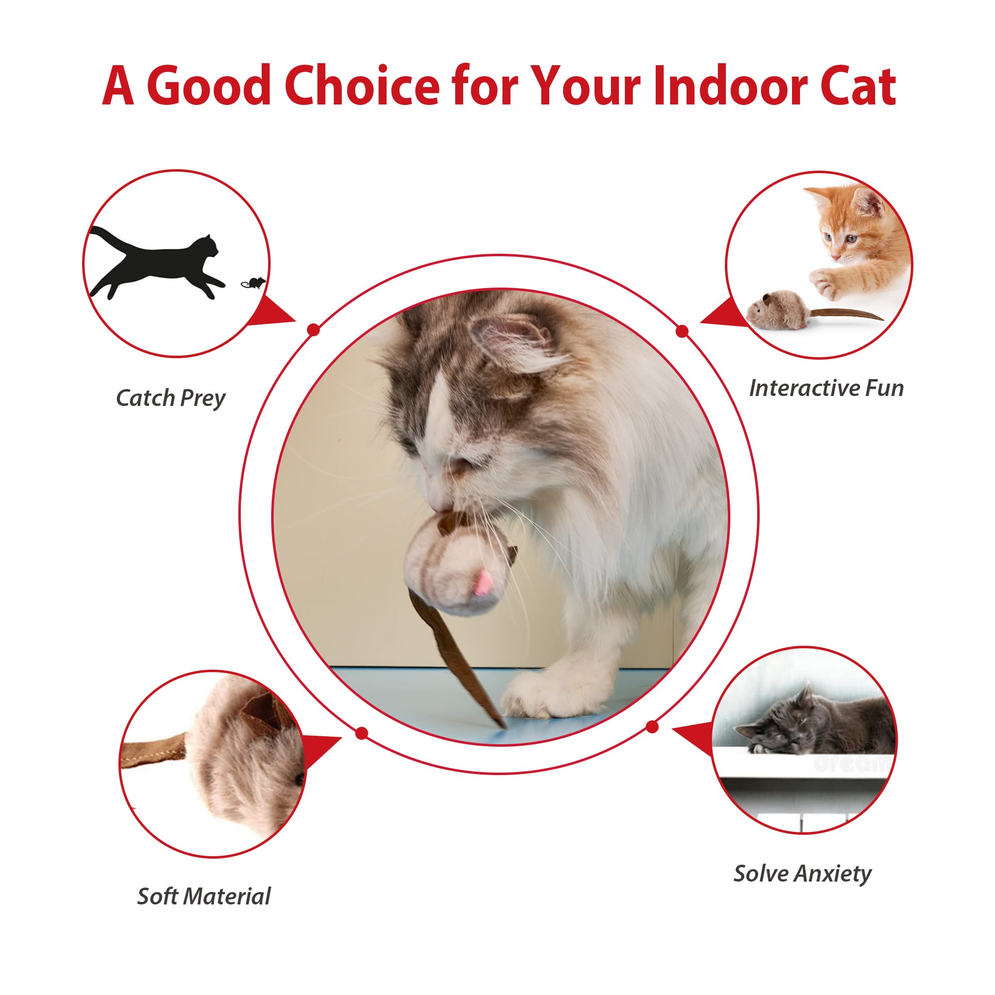 Gigwi Chirp Cat Toy Set - Interactive Motion Activated Squeaky Toy for Indoor Cats - Bird+Mouse, Model G10053