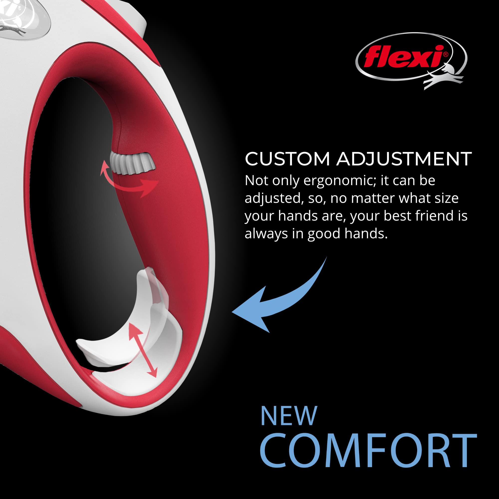 Flexi New Comfort Tape Retractable Dog Leashes For Large Dogs Upto 110 Lbs. - 26 Ft., Red/Pastel | Tangle Free Pet Walking Leash