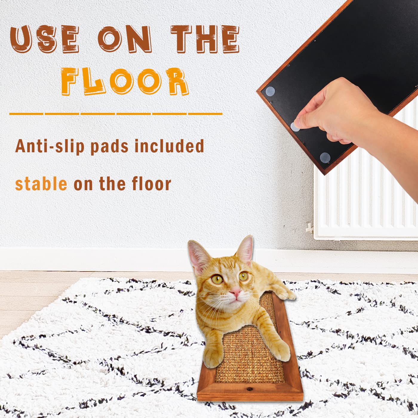 Lsaifater Cat Scratching Post - 2 Pcs, Wooden Sisal Cat Wall Scratcher, Floor Or Wall Mounted Vertical Cat Scratch Pad For Indoor Cats Adults Or Kittens, Cat Wall Furniture Protector