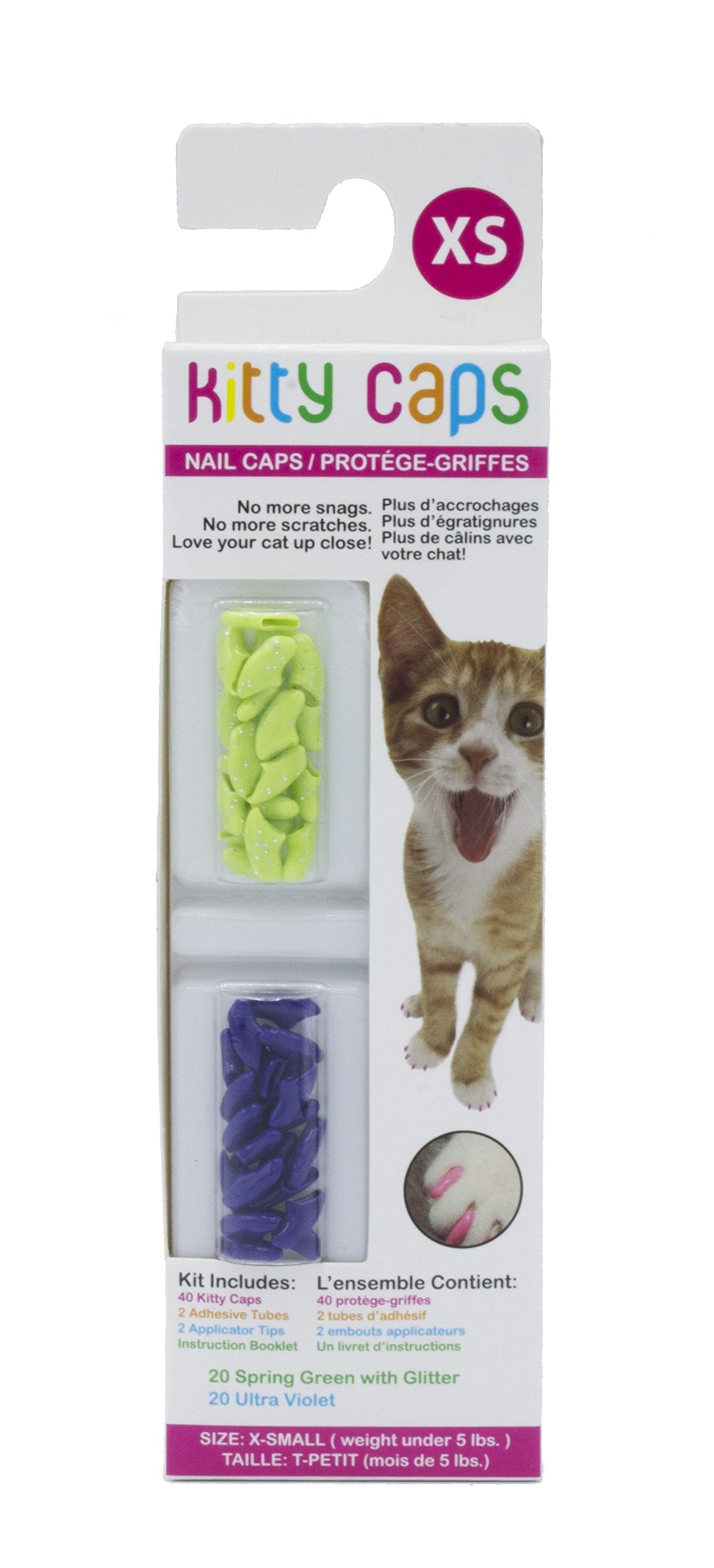 Kitty Caps Nail Caps for Cats  Safe, Stylish & Humane Alternative to Declawing  Stops Snags and Scratches, X-Small (Under 5 lbs)