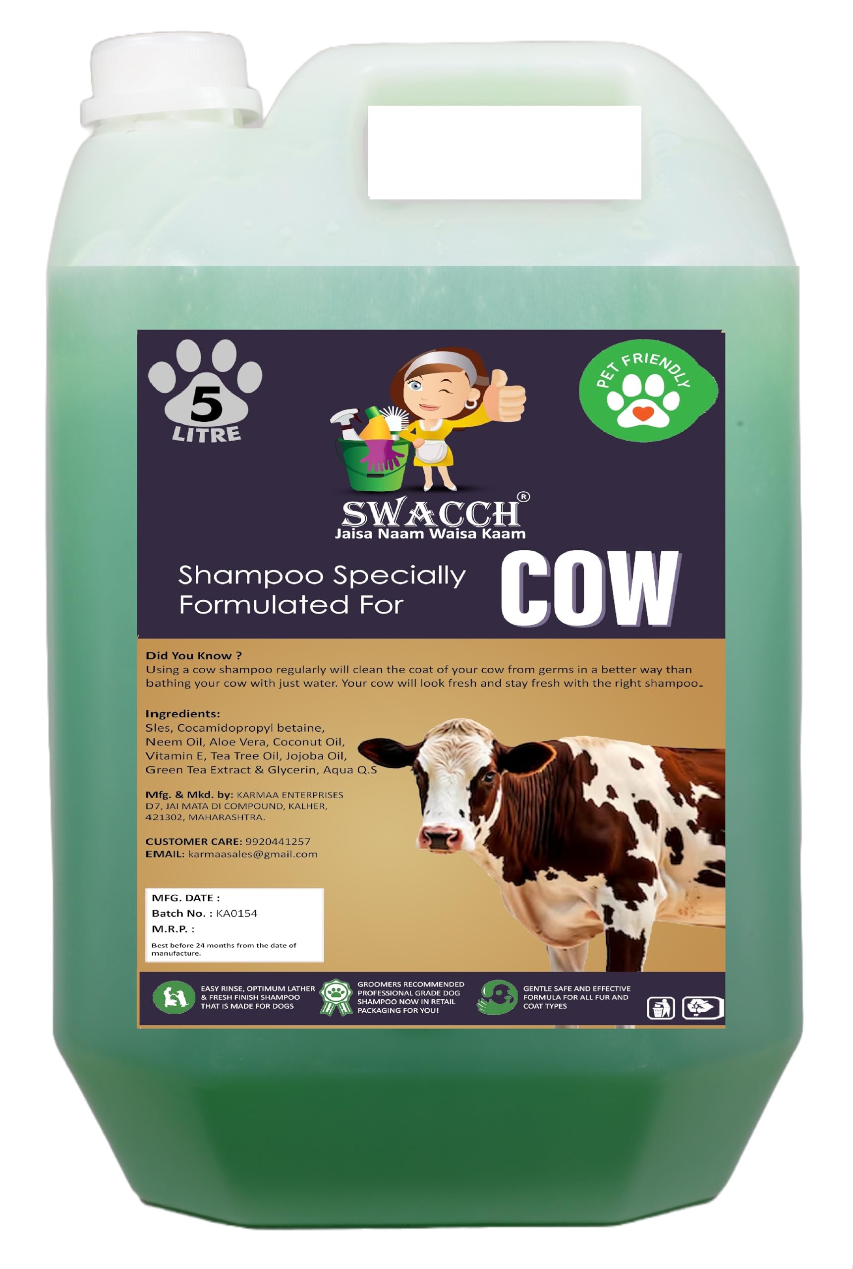 Swacch Conditioning Shampoo For Cow I Smooth & Shine I 5 Litre Neem Alovera