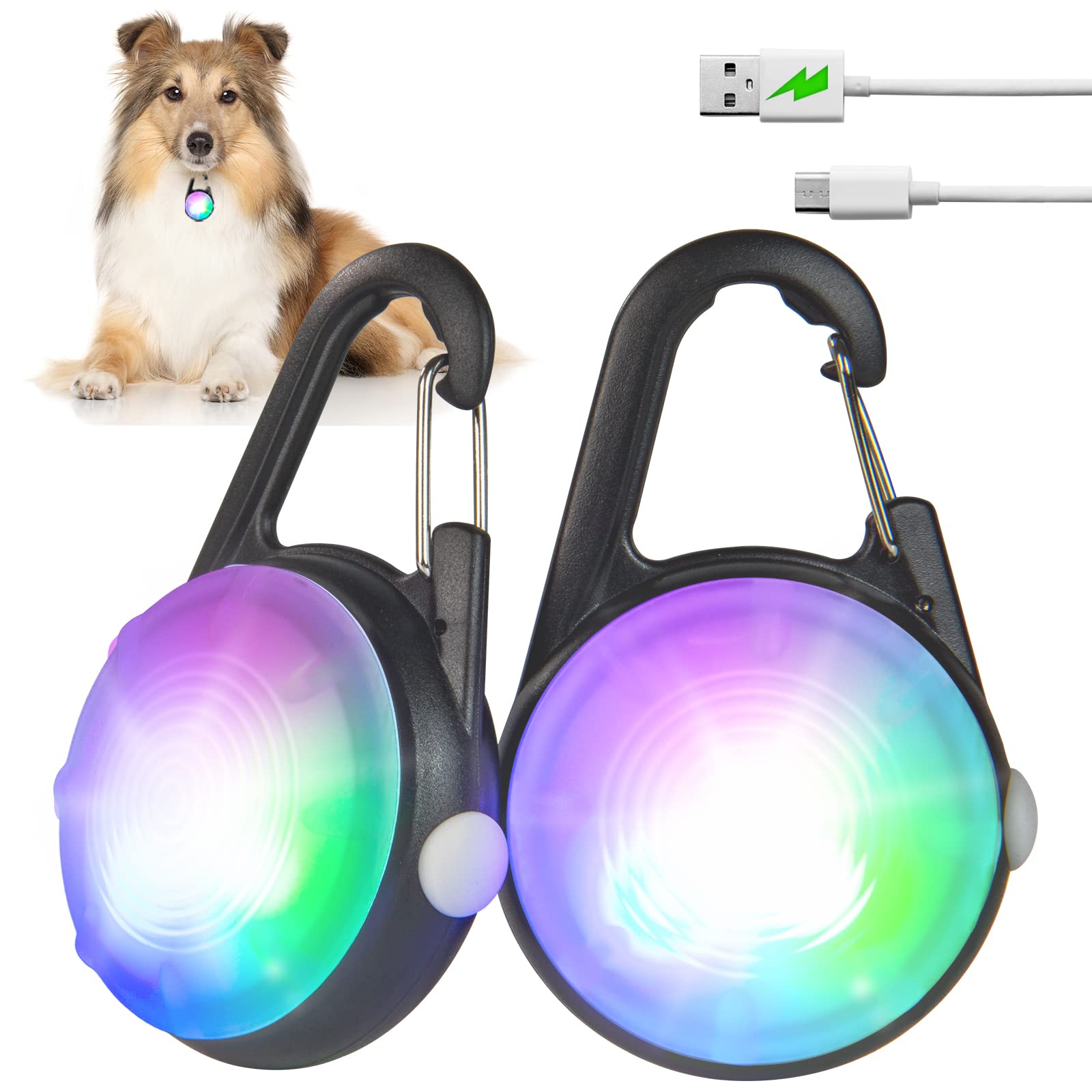 4 Modes Dog Lights for Night Walking, IP68 Waterproof Dog Collar Light, High Capacity Rechargeable Collar Lights for Night Time 