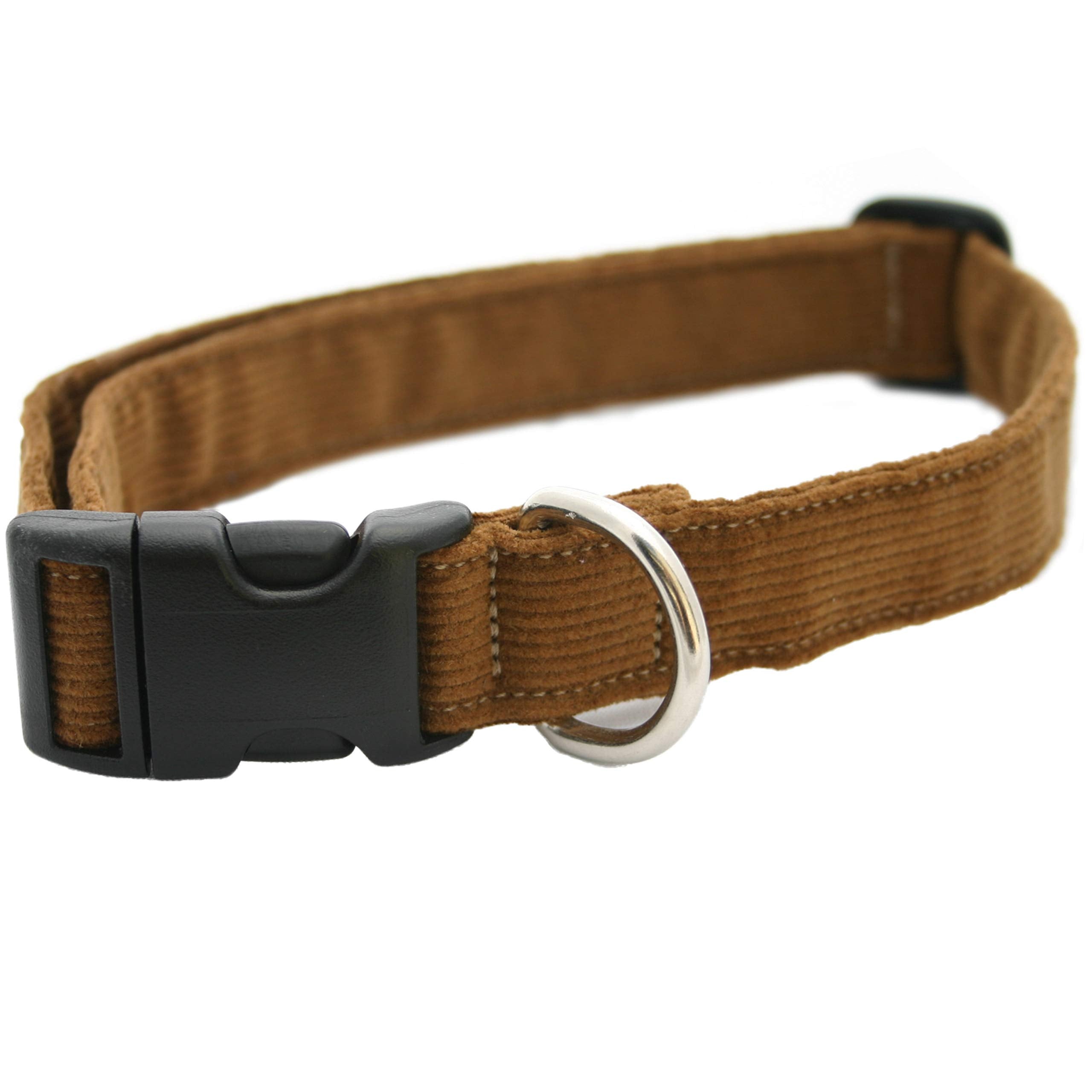 Hemp Corduroy Dog Collar - No Pattern (1' Extra Large, Bronze)