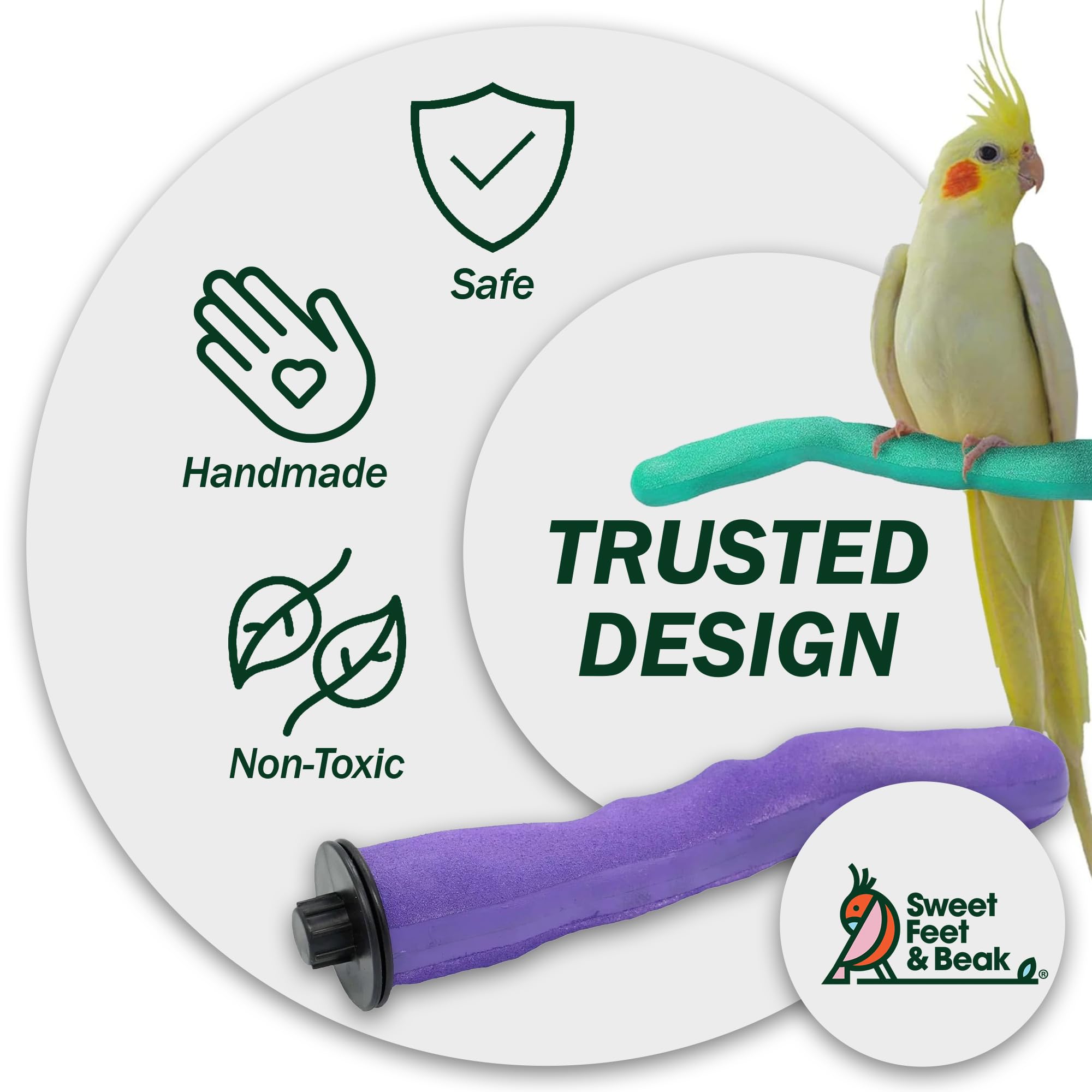 Sweet Feet And Beak Brid Cage Safety Pumice Perch - Trims Nails And Beak - Promotes Healthy Nails And Beaks - Safe Non-Toxic Bir