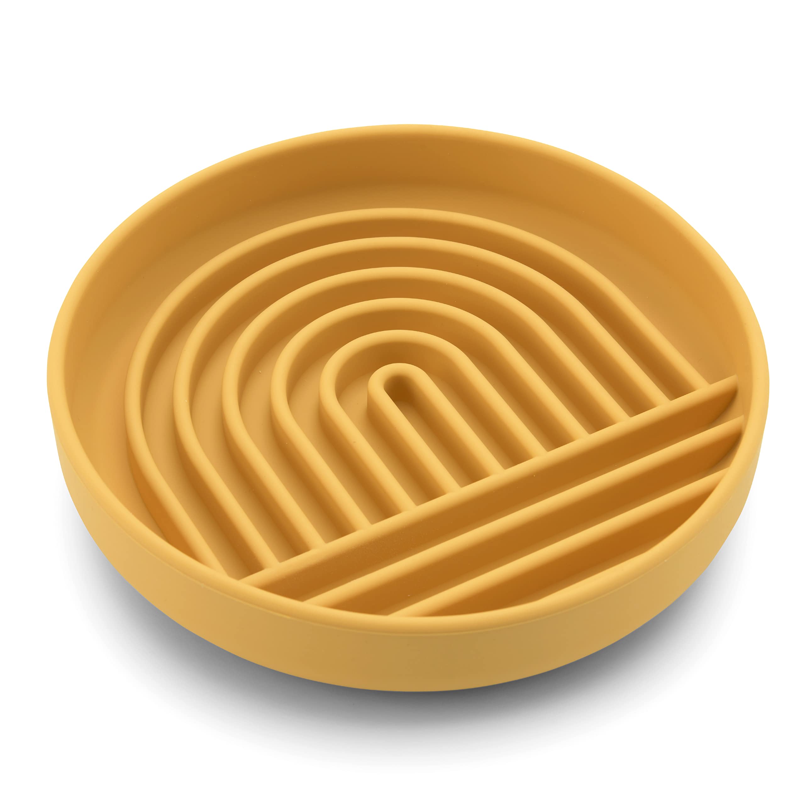Should We Go? Slow Feeder Dog Bowl, Silicone Puzzle Mat, Medium Size, Honey Color