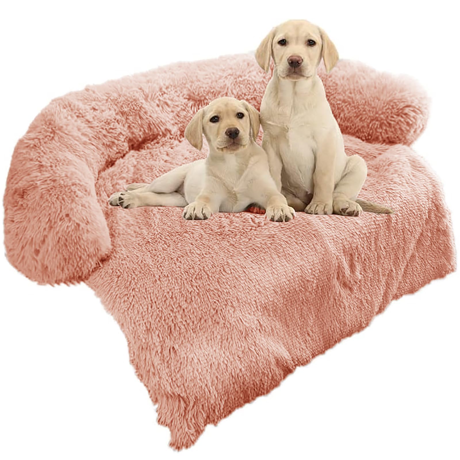 Ggib Calming Dog Bed Fluffy Plush Dog Mat For Furniture Protector With Removable Washable Cover For Large Medium Small Dogs And Cats (Medium, Pink)