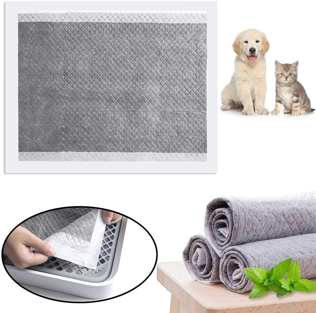 Kathson Rabbit Pee Pads Disposable Cage Liners 100Pcs All Absorb Black Carbon Odor Control Bunny Training Accessories With Quick