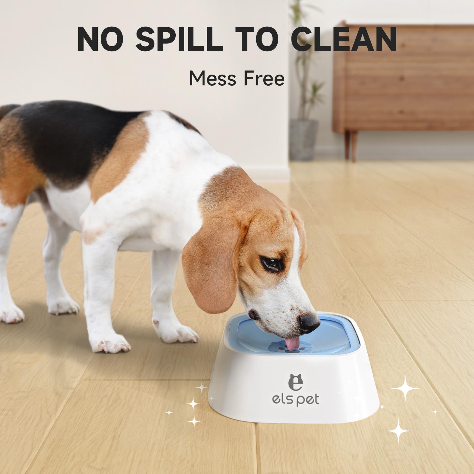 Els Pet No Spill Dog & Cat Bowl - 70Oz/2L Large Capacity Travel Water Dispenser (Blue, 35Oz)