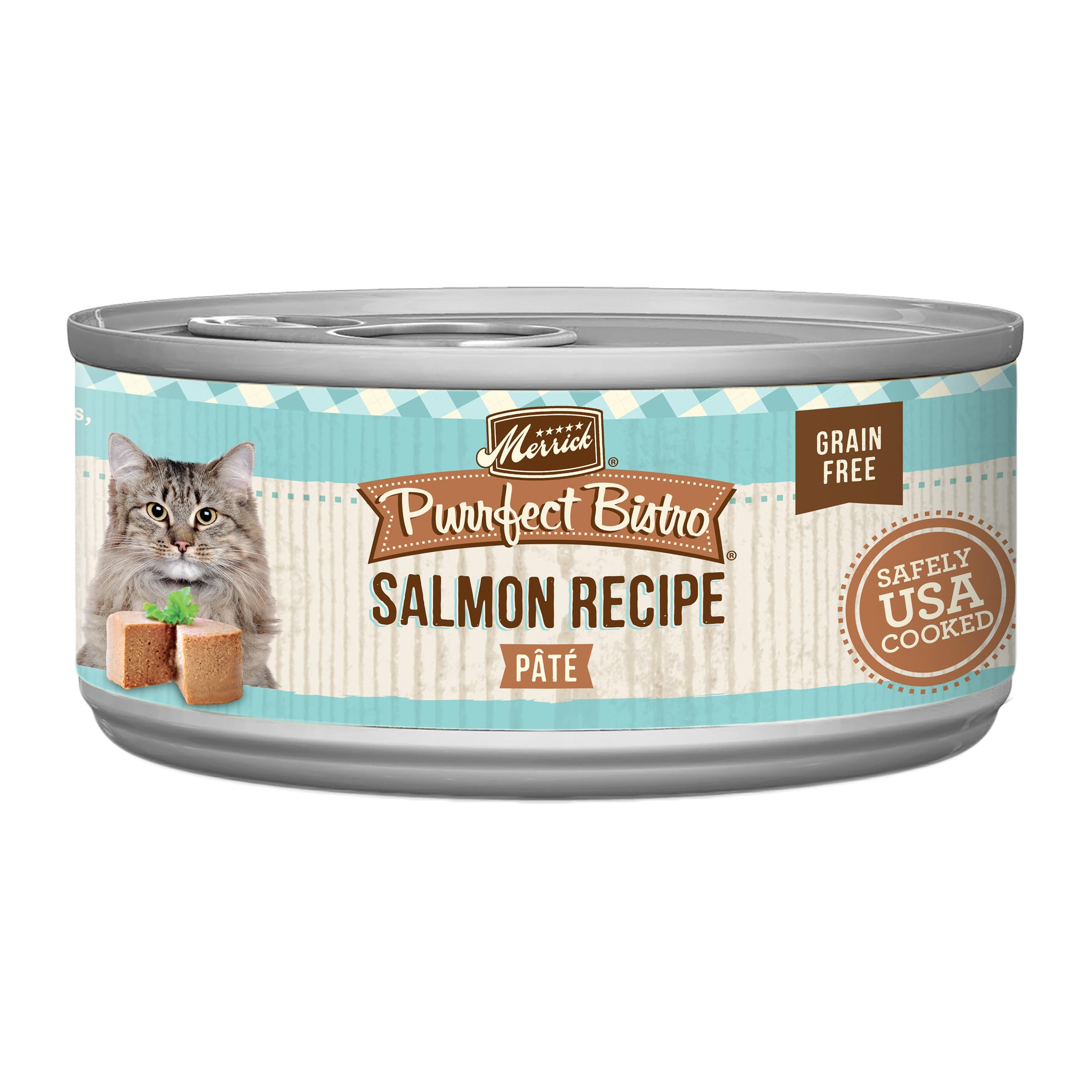 Merrick Purrfect Bistro Grain Free Premium Soft Canned Pate Adult Wet Cat Food, High Protein Salmon Recipe - (Pack of 24) 5.5 oz
