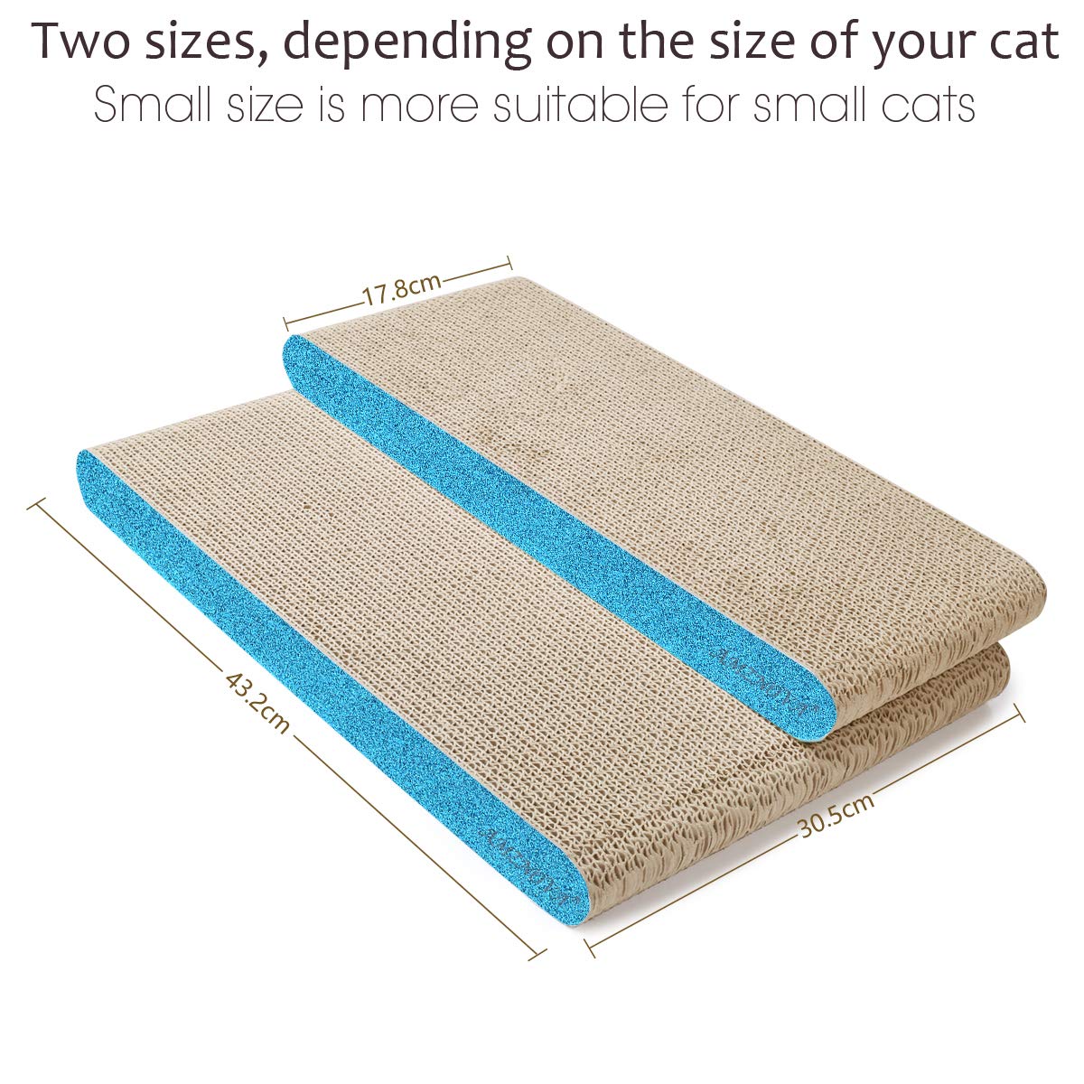 Amznova Cat Scratcher, Cardboard Cat Scratchers, Durable & Recyclable Scratch Pad, Colors Series, Narrow, Glitter Blue