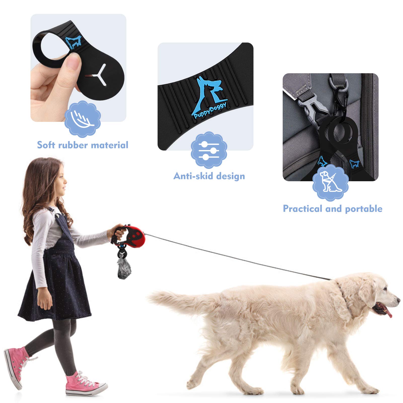Puppydoggy Dog Poop Bag Holder For Leash Waste Bag Carrier Dog Poop Bag Dispenser For Walking Running Bicycle Accessory 4 Pieces (White)