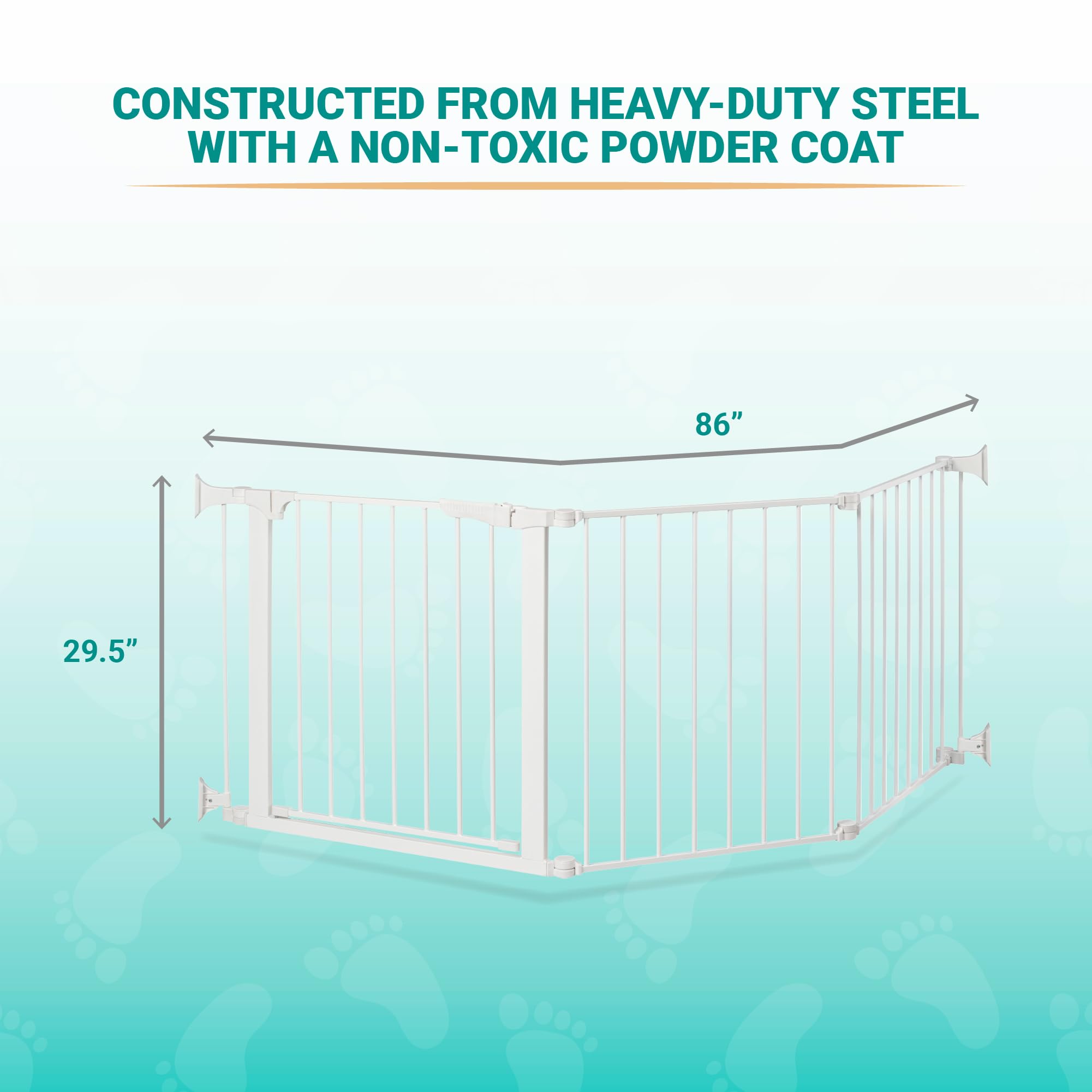 KidCo Custom Fit Auto Closing Baby Gate - 30" Door Section, Metal, White, Model G3000