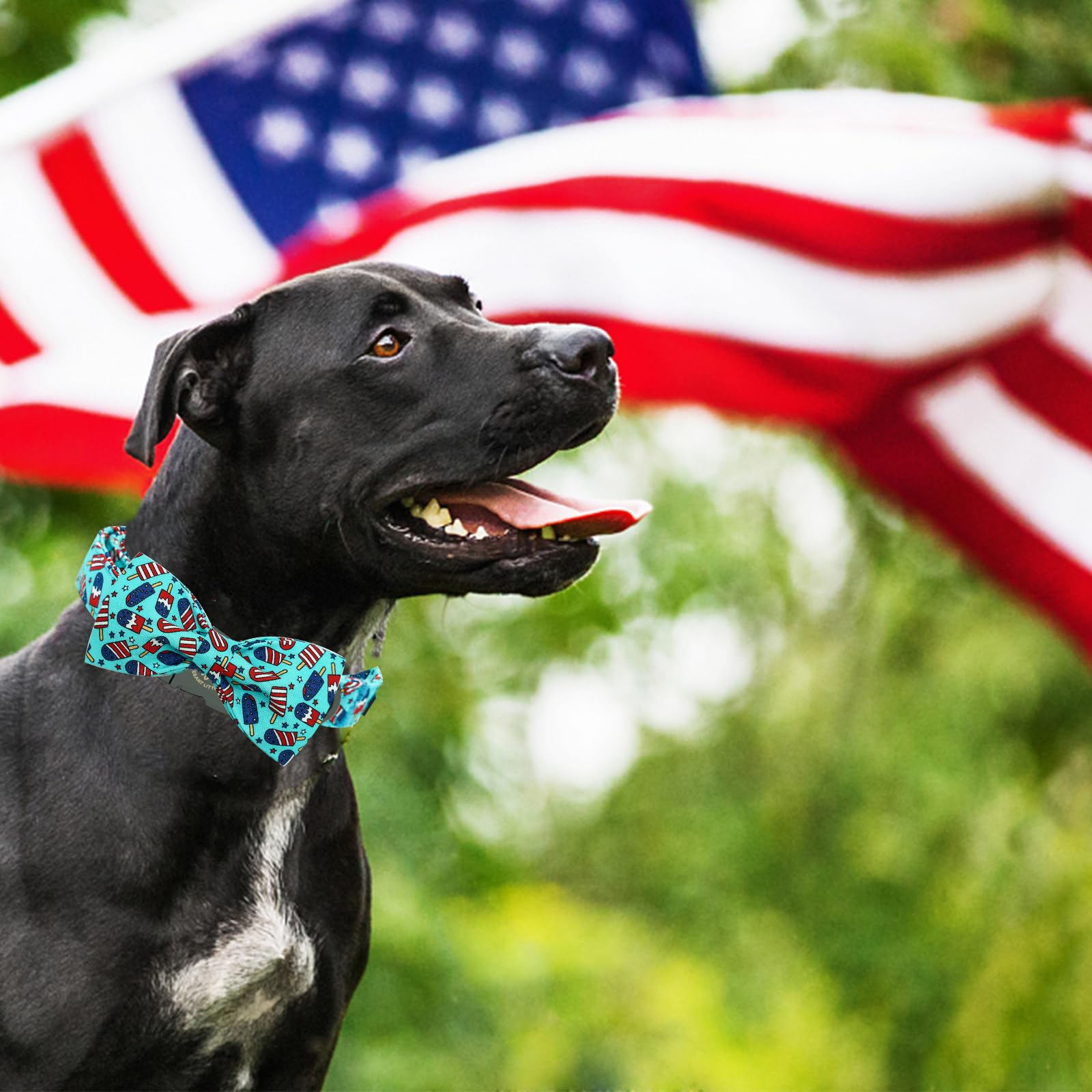 Independence Dog Collar, Patriotic Pet Collar With Bow Tie American 4Th Of July Holiday Pet Gift Cotton Soft Bowtie Boy Girl Adj