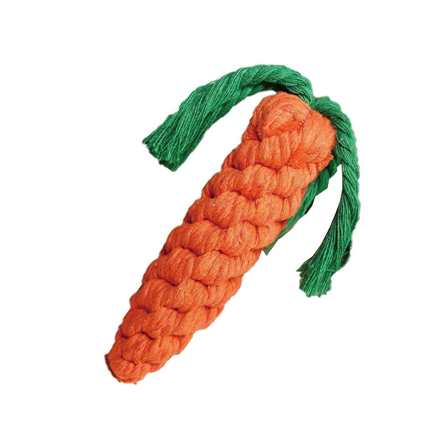 Pet Guard Cotton Interactive Teething Rope Carrot Chew Play Toy For Small To Medium Dogs (Orange)