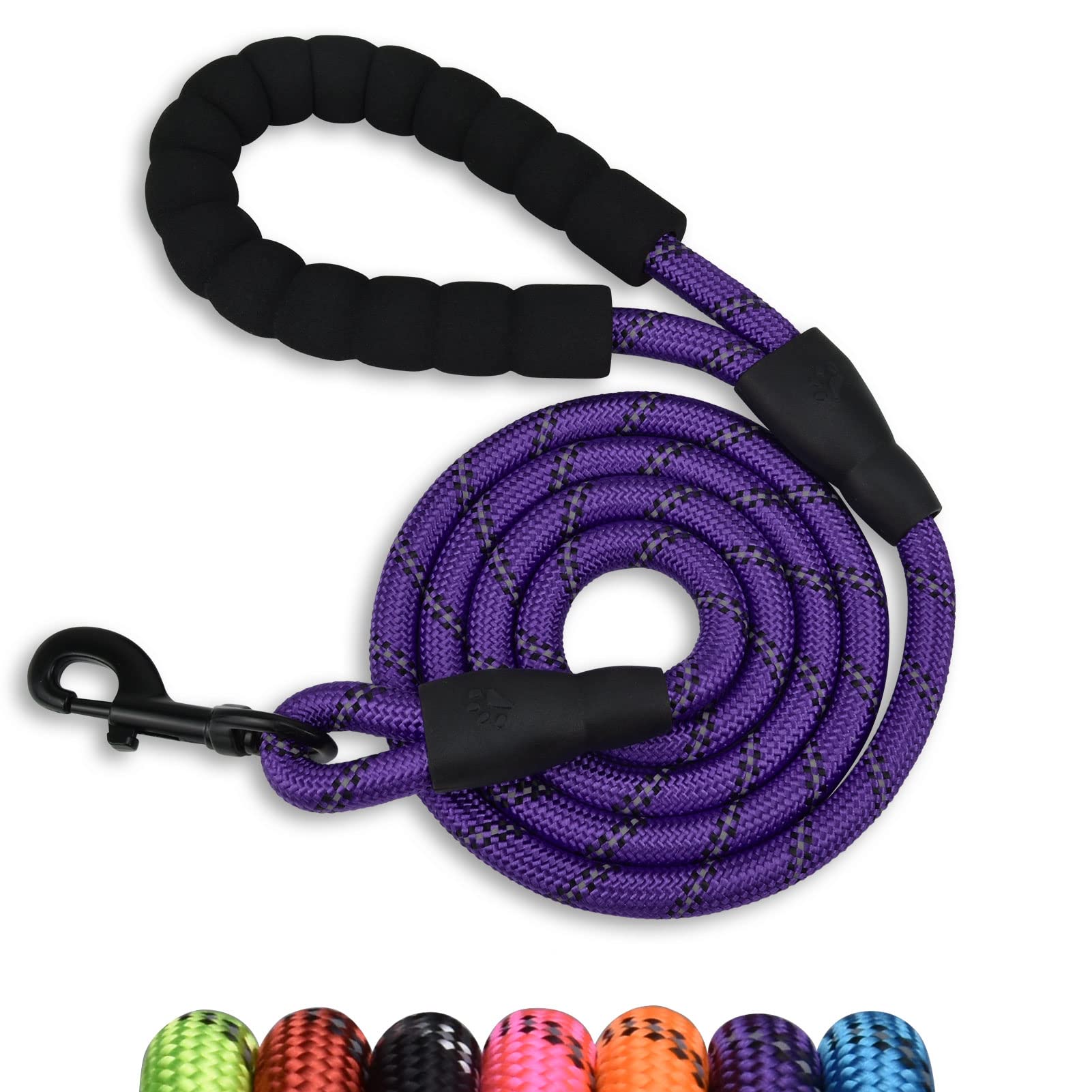 Panykoo 5 Ft Strong Pet Dog Leash With Highly Reflective Threads,360-Degree No Tangles And Comfortable Padded Handle,Suitable For Small,Medium And Large Dogs