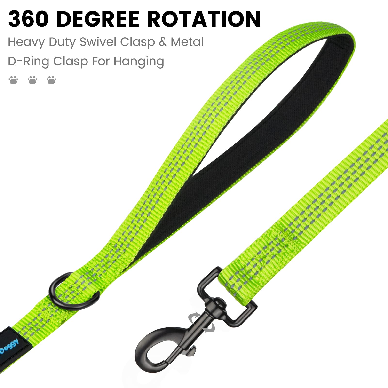 Puppydoggy Dog Leash For Small To Medium Dogs 6 Ft With 3 Reflective Stitching And 2 Traffic Padded Handles Dog Lead/Rope, Pet Leash For Running Walking Training (6 Ft X 0.6 In - Pink 1 Pack)