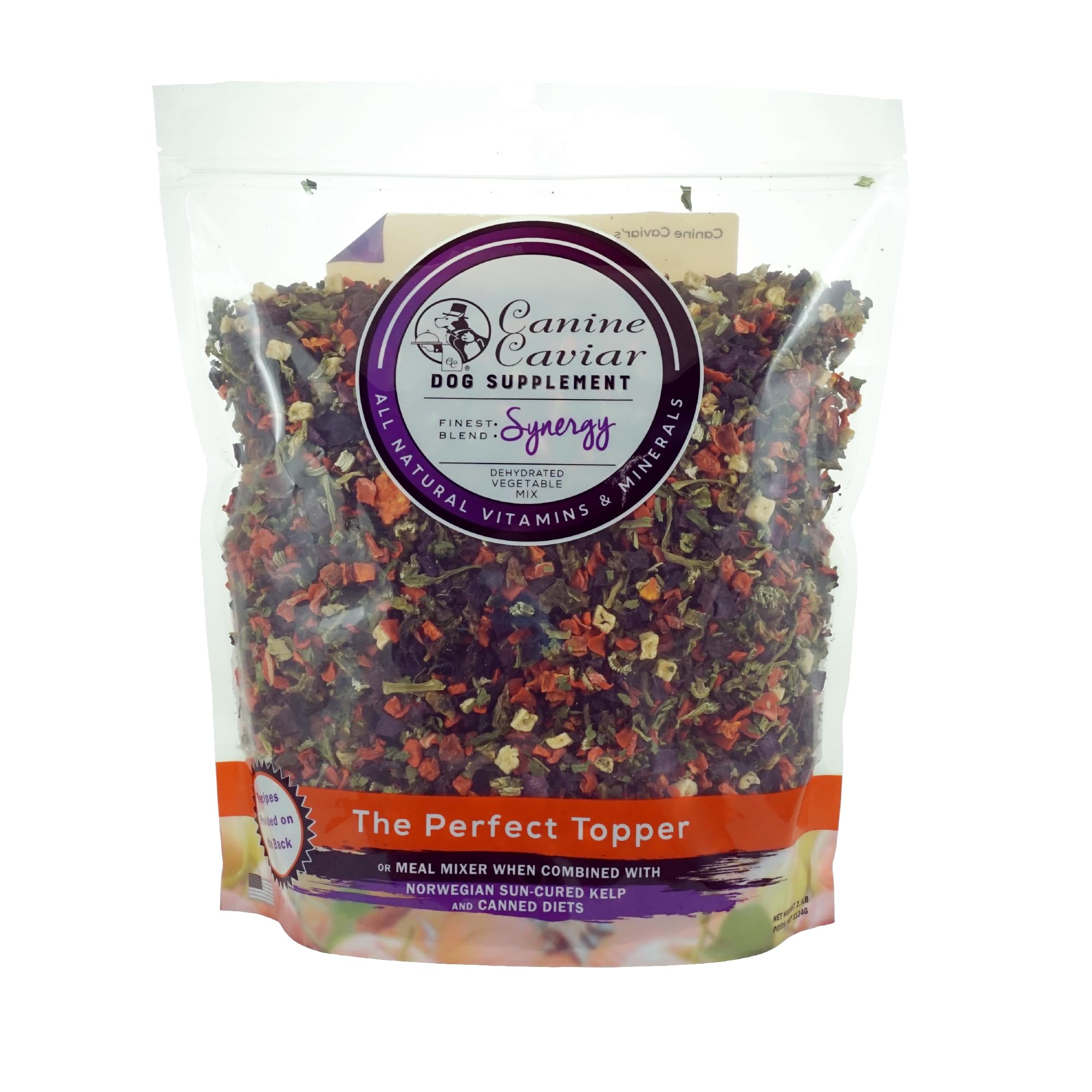 Canine Caviar - Synergy Dehydrated Vegetable Mix, Dog Food Topper, Dehydrated Dog Food, Supplements & Vitamins, Gluten-Free (2.5