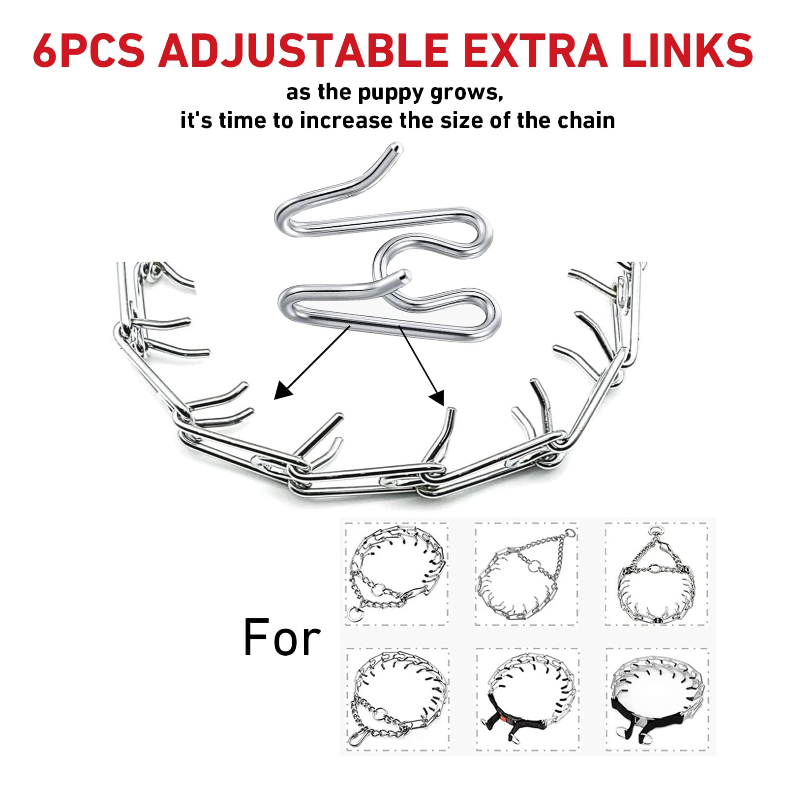 6 Pack Extra Links Prong Collar For Dog- Replacement 4.0Mm Stainless Steel Pinch Collar For Dogs Links Extra Training Collar Lin