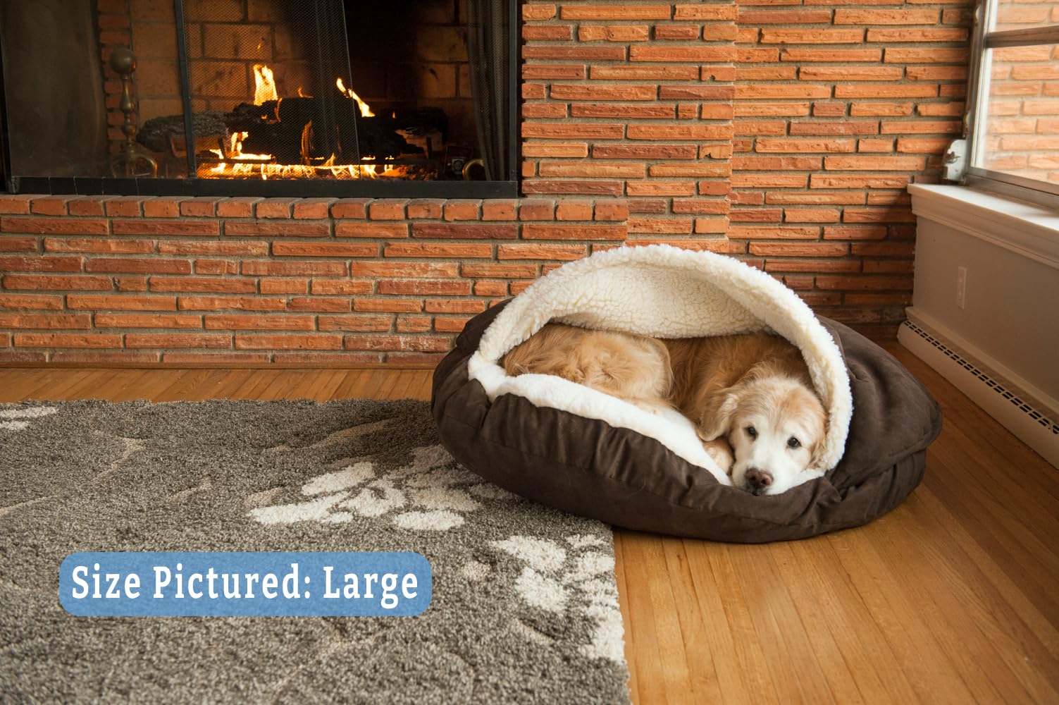 Snoozer Luxury Microsuede Cozy Cave Pet Bed, Large, Hot Fudge