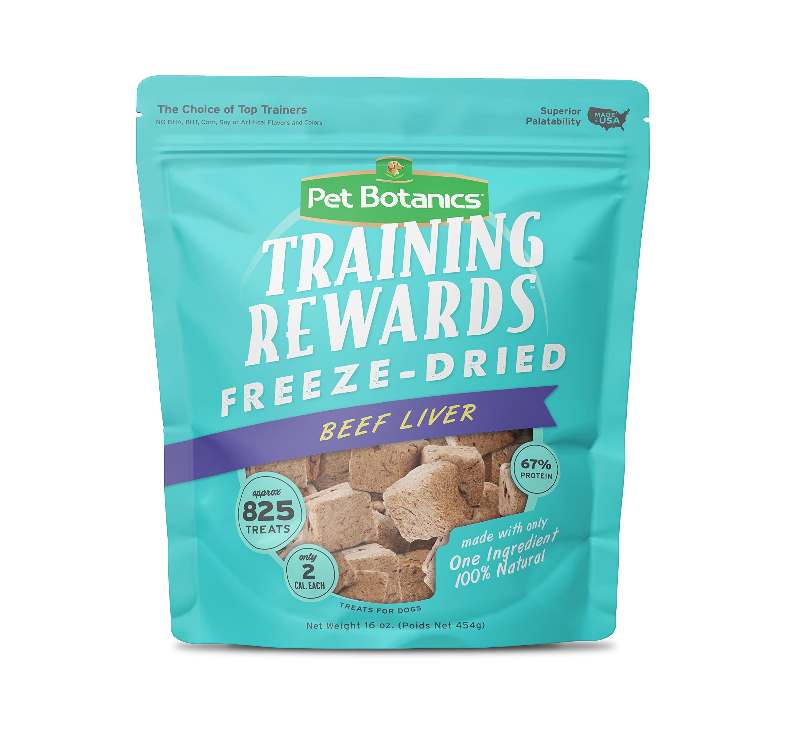 Pet Botanics 16 oz. Pouch Training Reward Freeze Dried, Beef Liver Flavor, with 825 Treats Per Bag, The Choice of Top Trainers