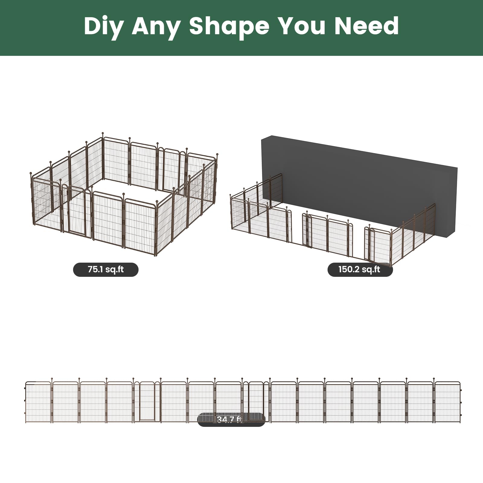 Gardner Pet Dog Playpens, 40'' H 16 Panels Dog Pen Outdoor/Indoor Dog Fence Exercise Pen For Small/Medium/Large Dogs, Foldable P